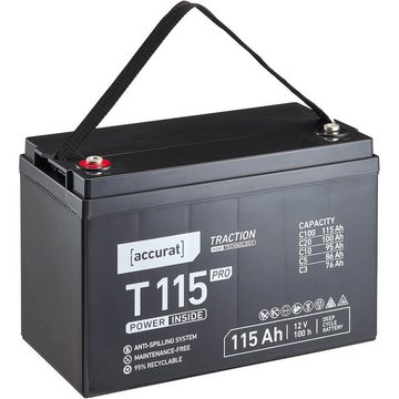 accurat AGM Solarbatterie 12V 115Ah für Wohnmobil Solaranlage Batterie, (12 V)