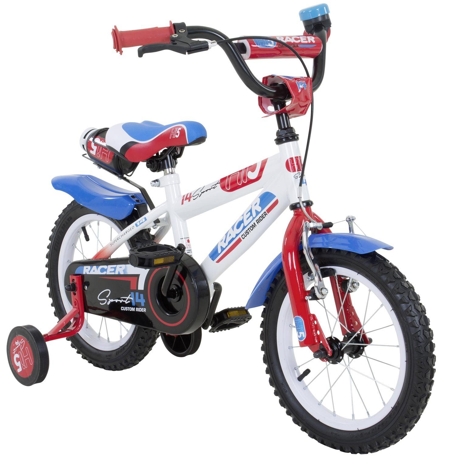 Hi5 Kinderfahrrad Racer, 1 Gang, ohne Schaltung, Kinderfahrrad 4 Jahre Fahrrad 100-115 cm Mädchen oder Jungen | Kinderfahrräder