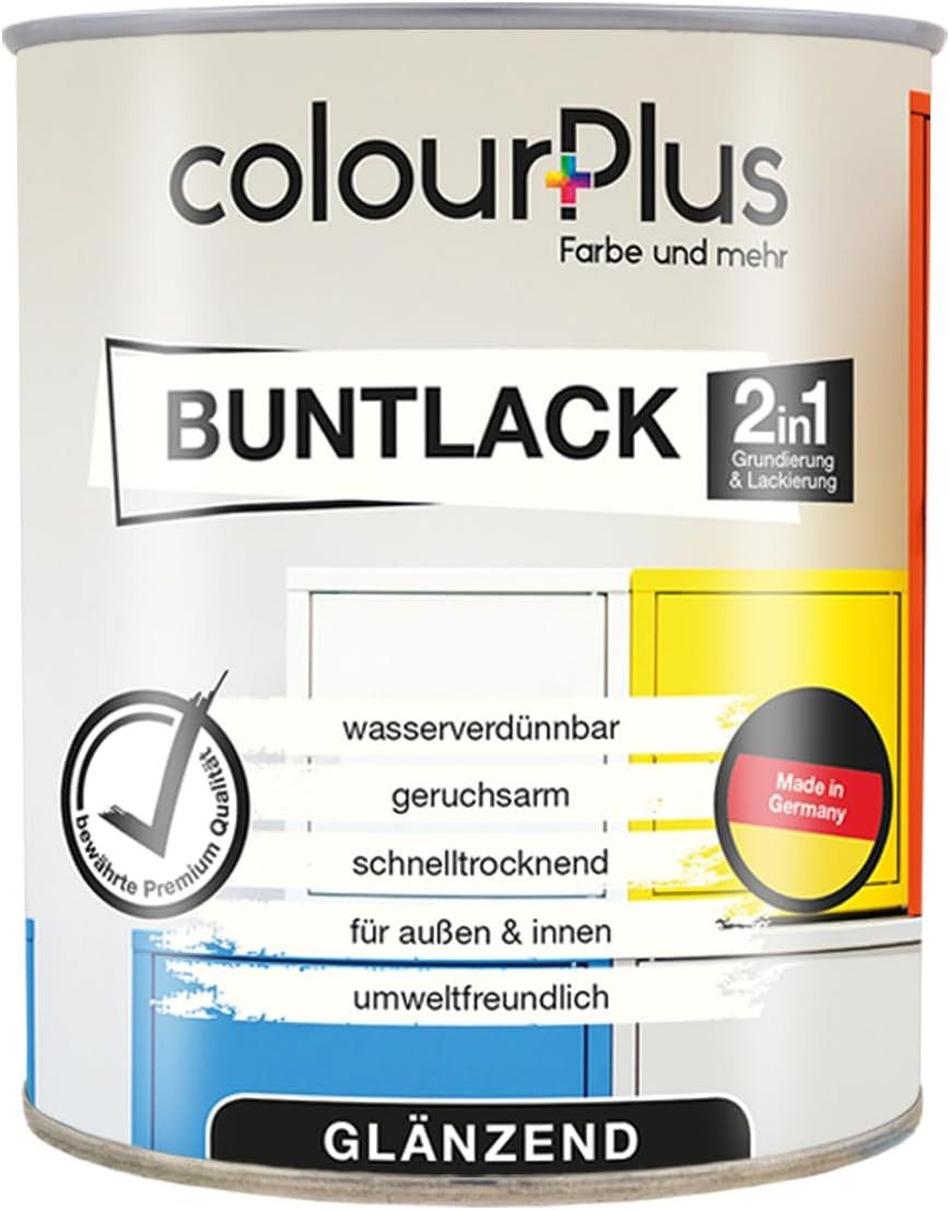 ColourPlus Acryl-Buntlack Buntlack, 2in1 Holzfarbe & Lack, wasserverdünnbar, ohne Grundierung, ergiebig