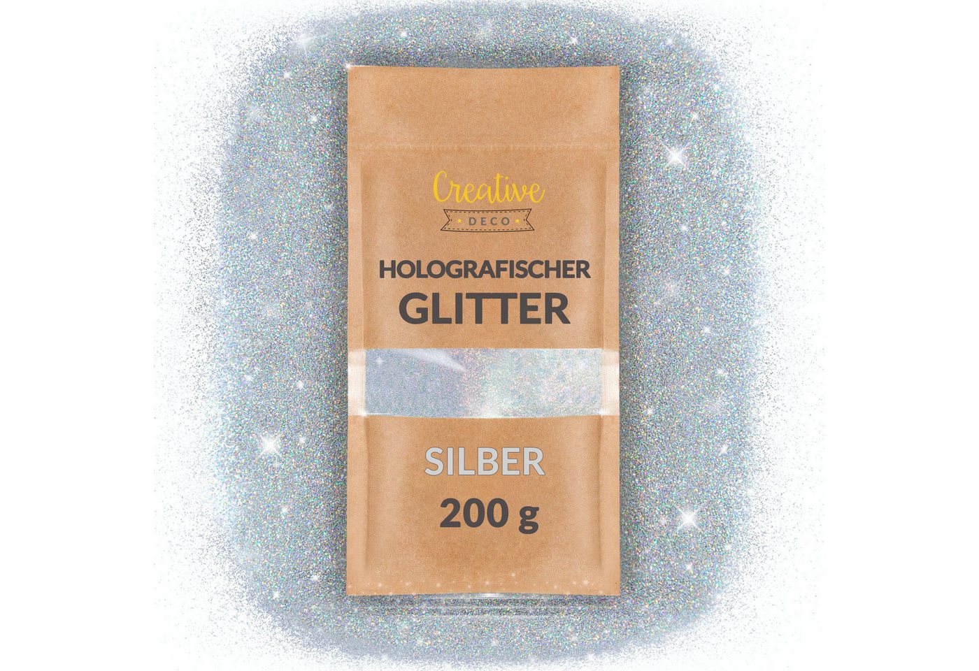 Creative Deco Bastelnaturmaterial 200g Holographischer Glitzerpulver für Wandfarbe