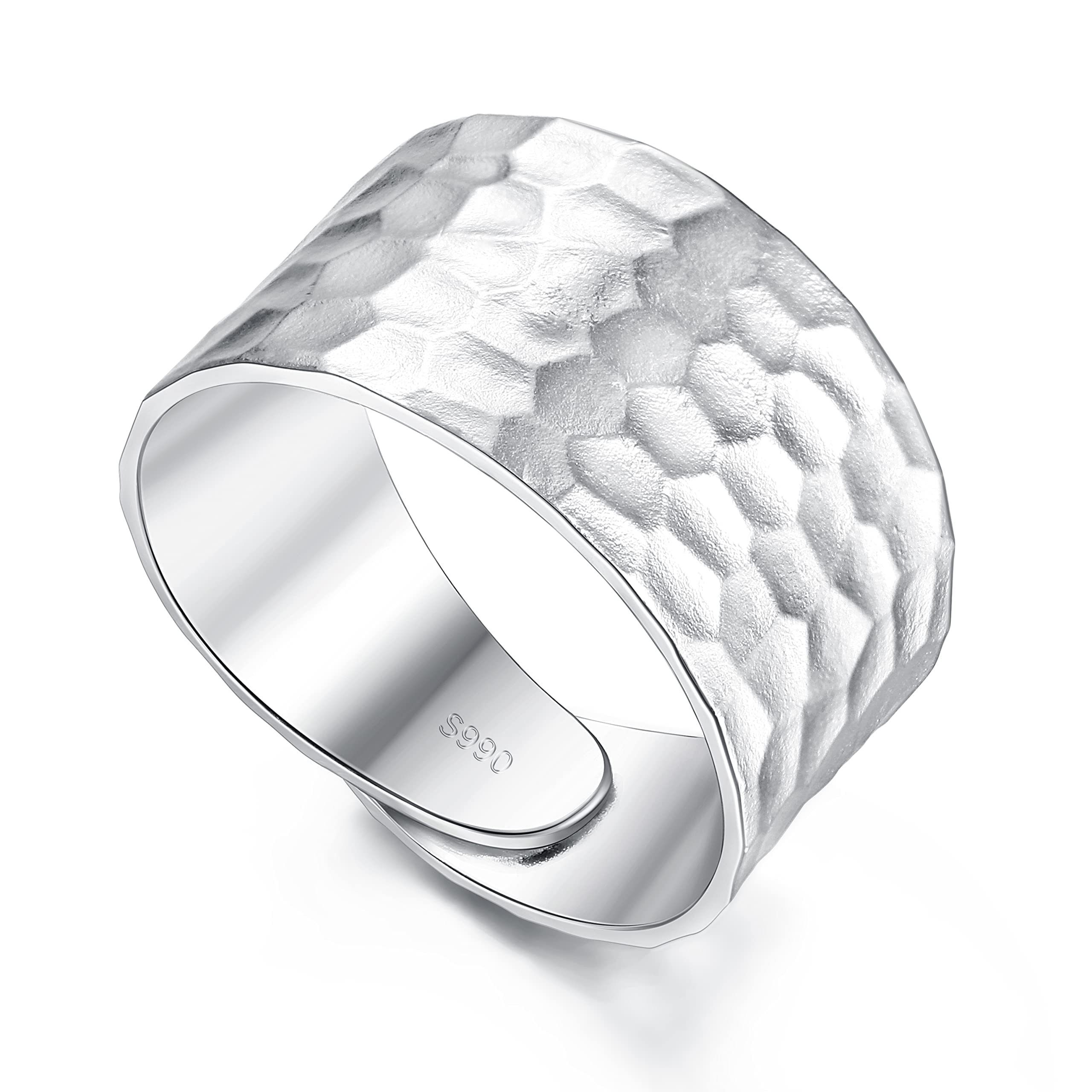 POCHUMIDUU Fingerring 925 Sterling Silber Handgefertigter breiter Ring für Frauen, Silberschmuck für Frauen aus 925er Sterlingsilber