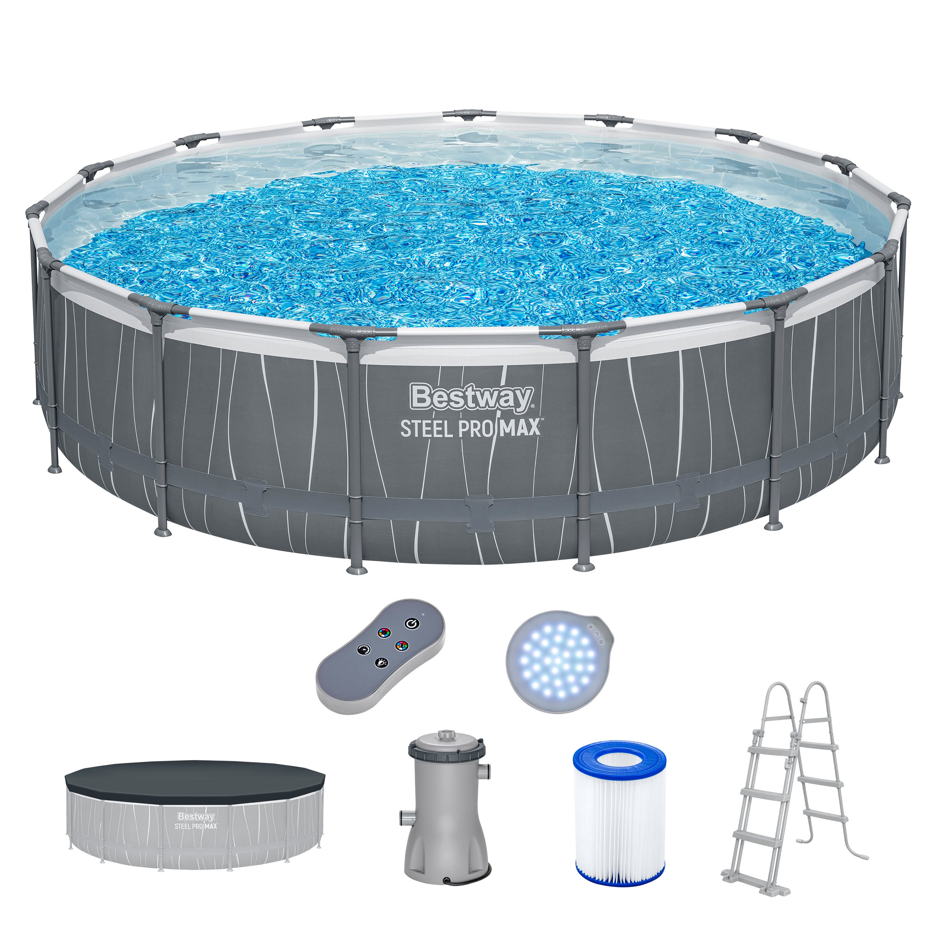 Bestway Framepool Steel Pro MAX™ Frame Pool Komplett-Set mit Filterpumpe Ø 457 x 107 (Set)