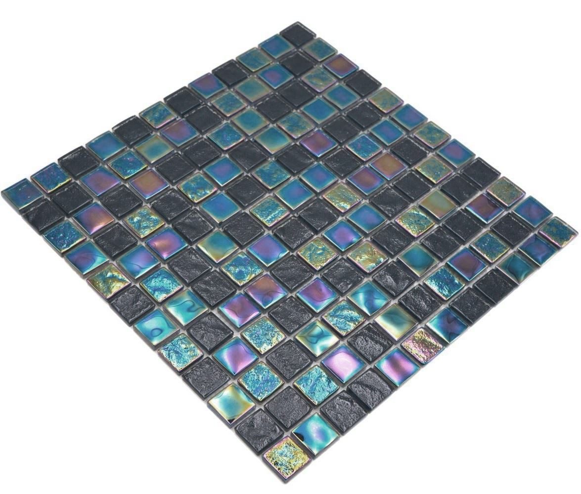 Mosani Mosaikfliesen Glasmosaik Mosaik small flip flop irisierend schwarz mehrfarbig