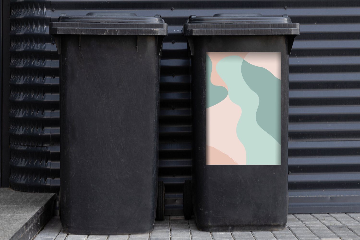 Abfalbehälter - Abstrakt Mülltonne, St), MuchoWow Pastell Sticker, Mülleimer-aufkleber, Container, Wandsticker Sommer - (1