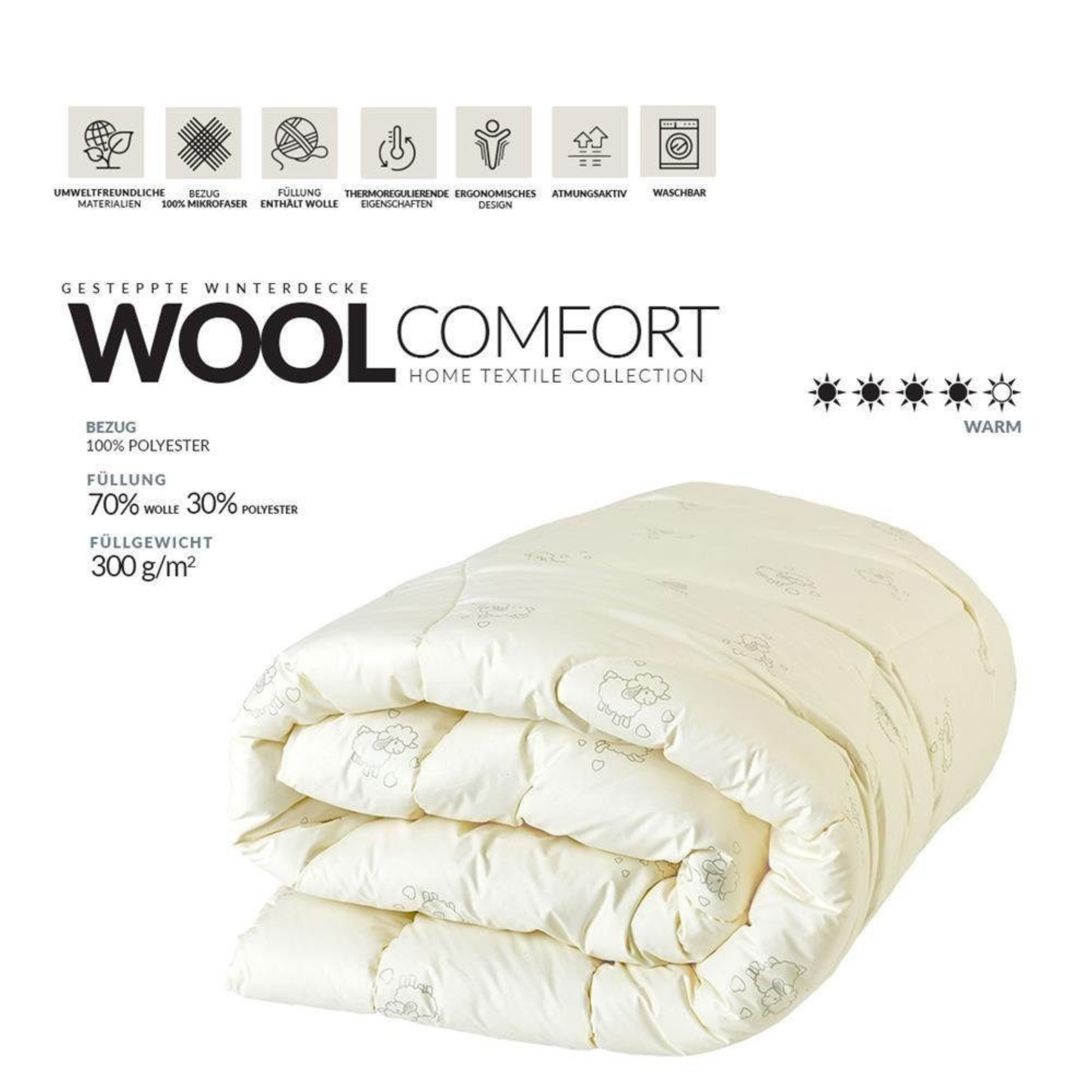 SEI Design Naturfaserbettdecke Wool Comfort 135x200 cm, Füllung: 70% Schurwolle - 30% Polyester – Bild 5 von 5
