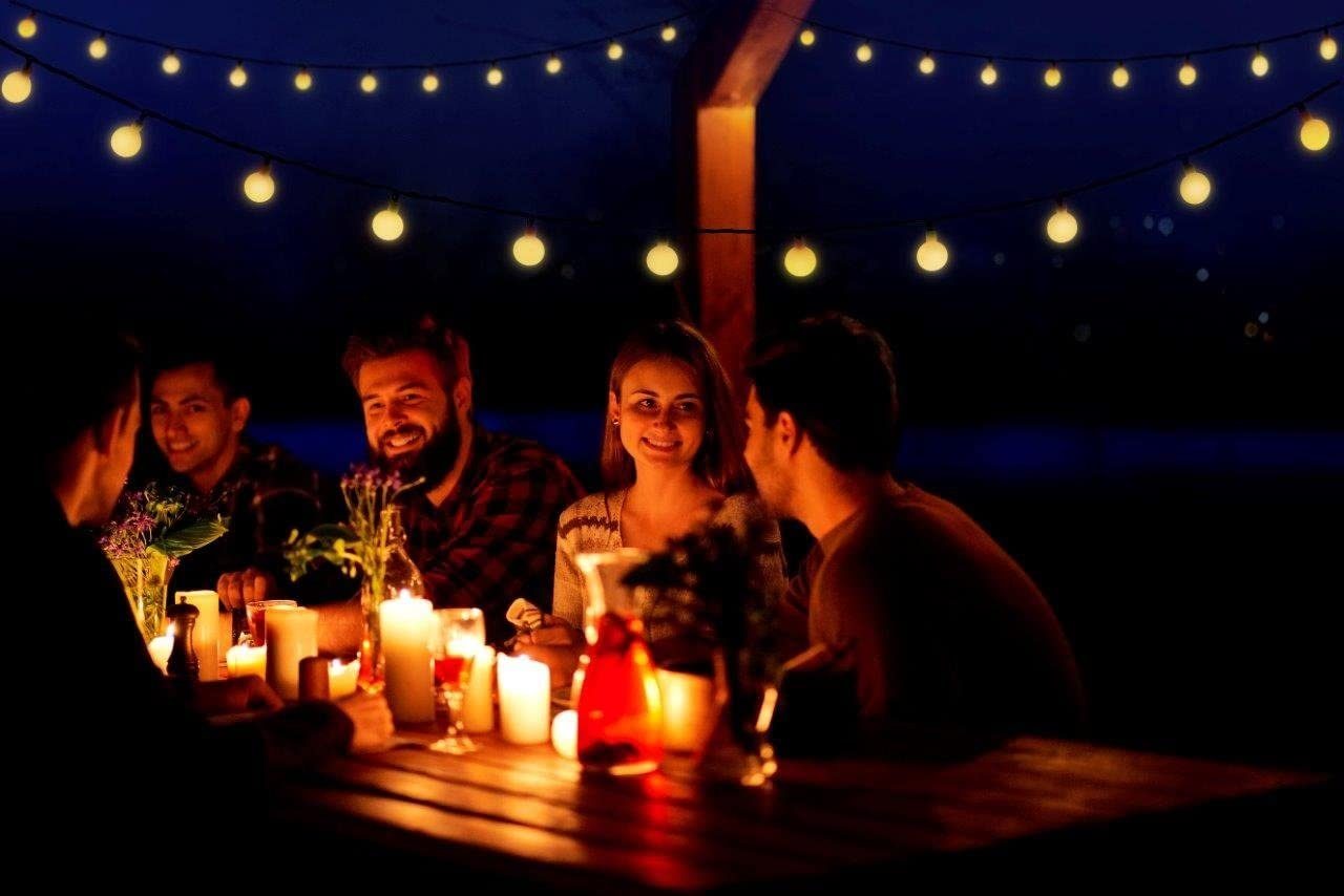 BONETTI Lichterkette XXL Partylichterkette mit 180 Leuchtkugeln, 180-flammig, für Innen- und geschützten Außenbereich (IP44), 17,9 Meter + Zuleitung