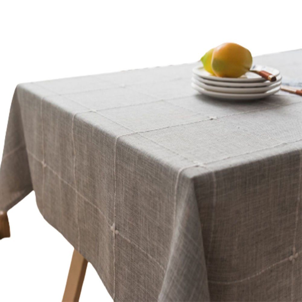 solide Tischläufer Quadrat Grau) (1-tlg) KOMIRO Gitter-Stickerei Tische Tischbedeckung(135x135cm