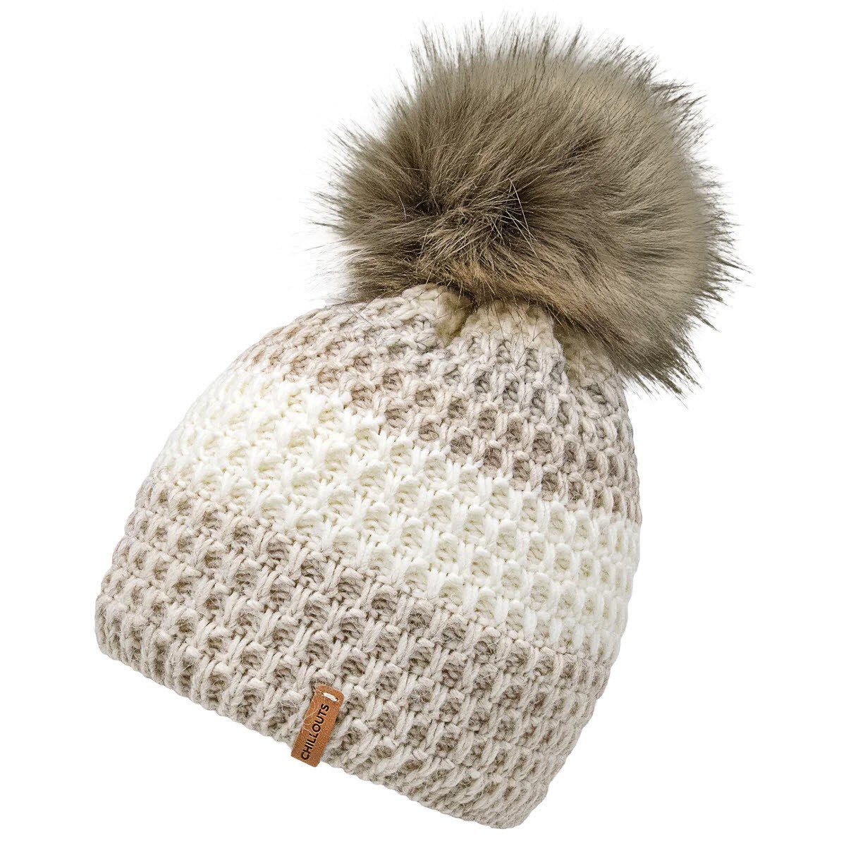 CHILLOUTS Lynn Hat Damen Beanie Mütze In Grau Melange Wintermuetze Teddy Fleece