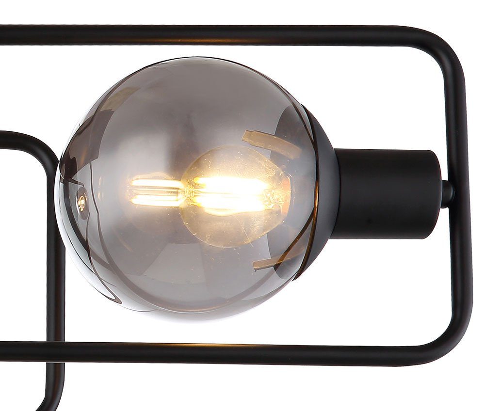 cm L 61 Leuchtmittel inklusive, schwarz rauchfarben nicht Deckenleuchte Deckenleuchte, Wohnzimmerlampe etc-shop Glas Metall