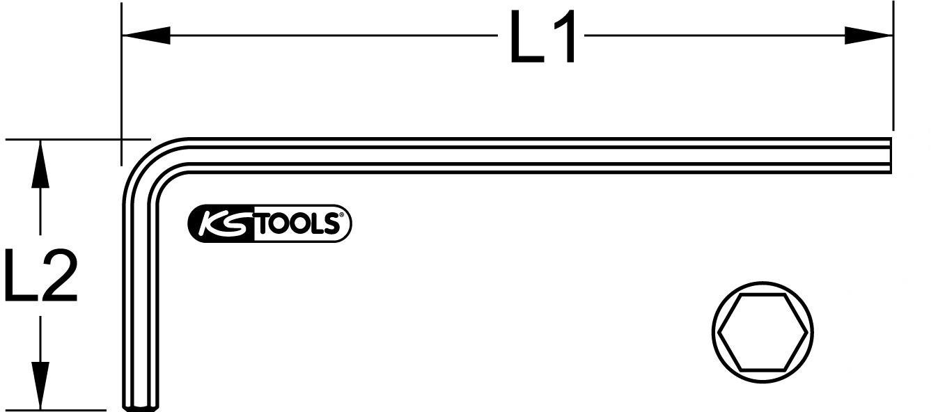Thumbnail - KS Tools Winkelschlüssel Innensechskant-Winkelstiftschlüssel phosphatiert, lang, 9/64"