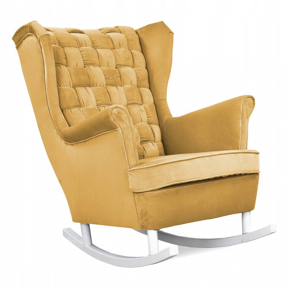 Family Meble Schaukelstuhl Family Meble Carol Schaukelstuhl mit Samtbezug AMORE 28 Gelb 84x92x104