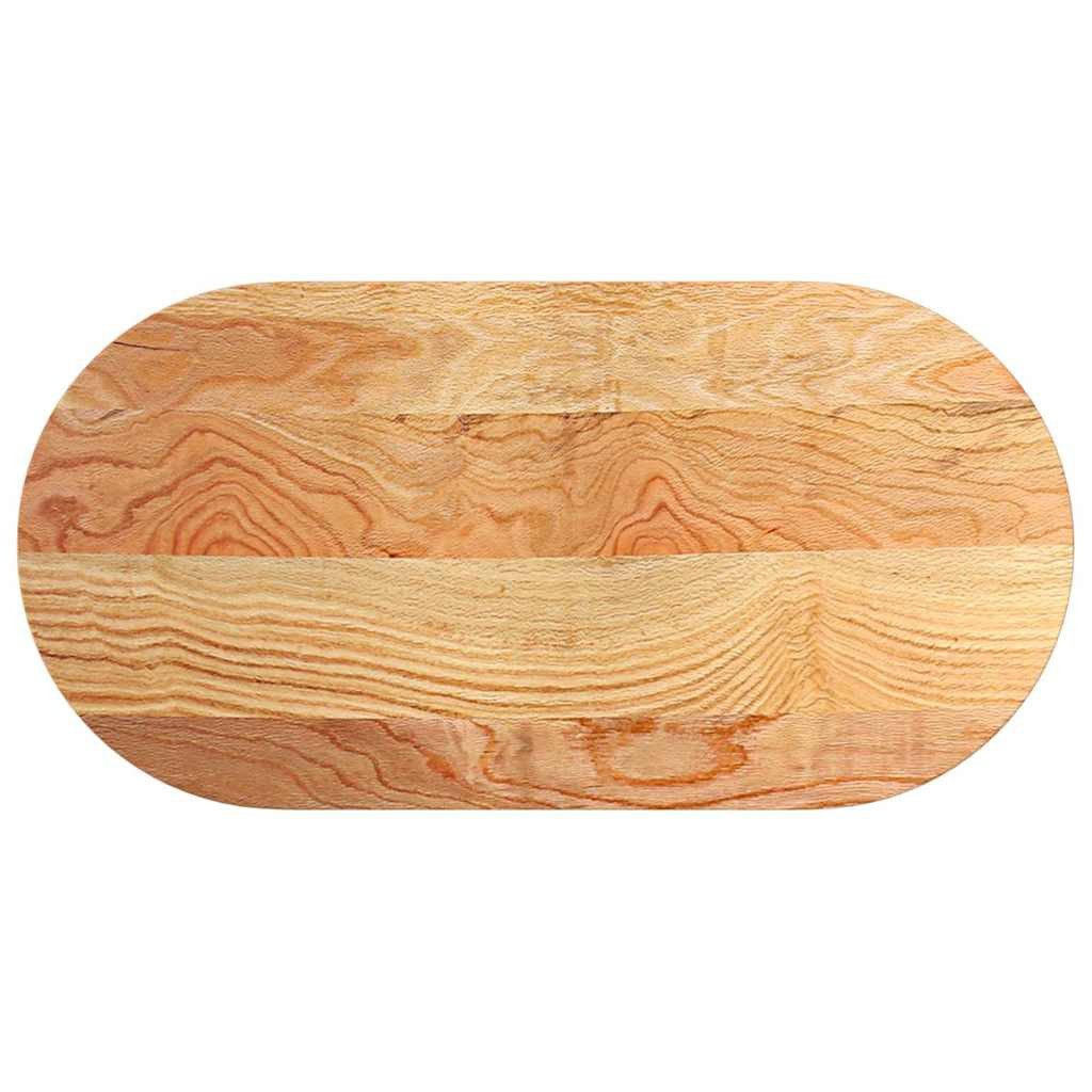 vidaXL Tischplatte Tischplatte Hellbraun 100x50x2 cm Massivholz Eiche Oval (1 St)