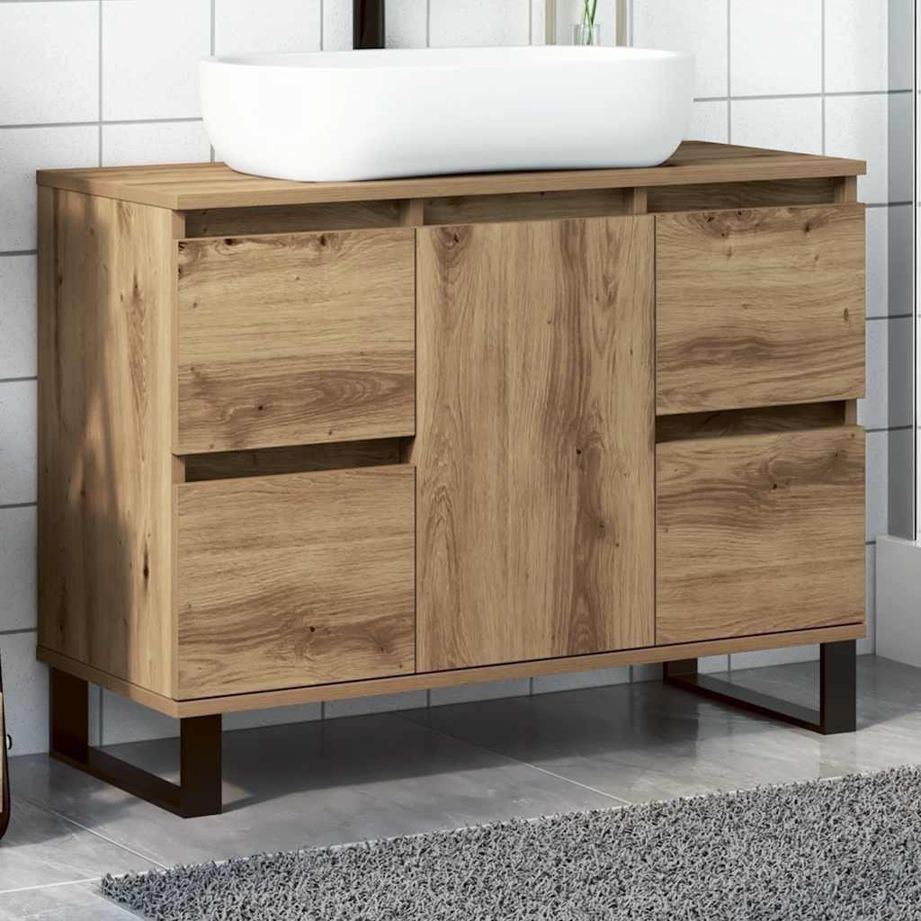 vidaXL Badezimmerspiegelschrank Waschbeckenunterschrank Artisan-Eiche 80x33x60 cm Holzwerkstoff (1-St) – Bild 2 von 5