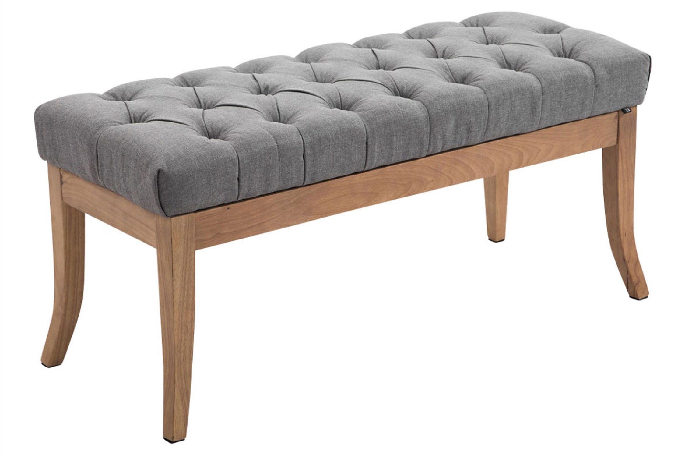 TPFLiving Sitzbank Romeo 100 cm kg Chesterfield (HxBxT): - - 38 1-St), Holzgestell, mit x x Design 11 100 Gewicht: stabilem im cm Maße (Kunstleder Polsterbank Sitzbank grau 46