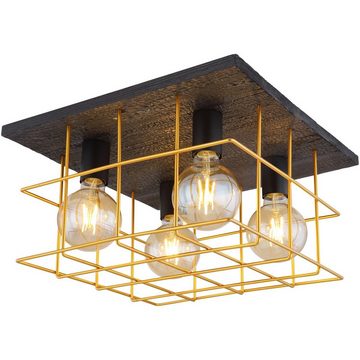 Globo Deckenleuchte Deckenleuchte Wohnzimmer Holz Gitter Deckenlampe Industrie Optik