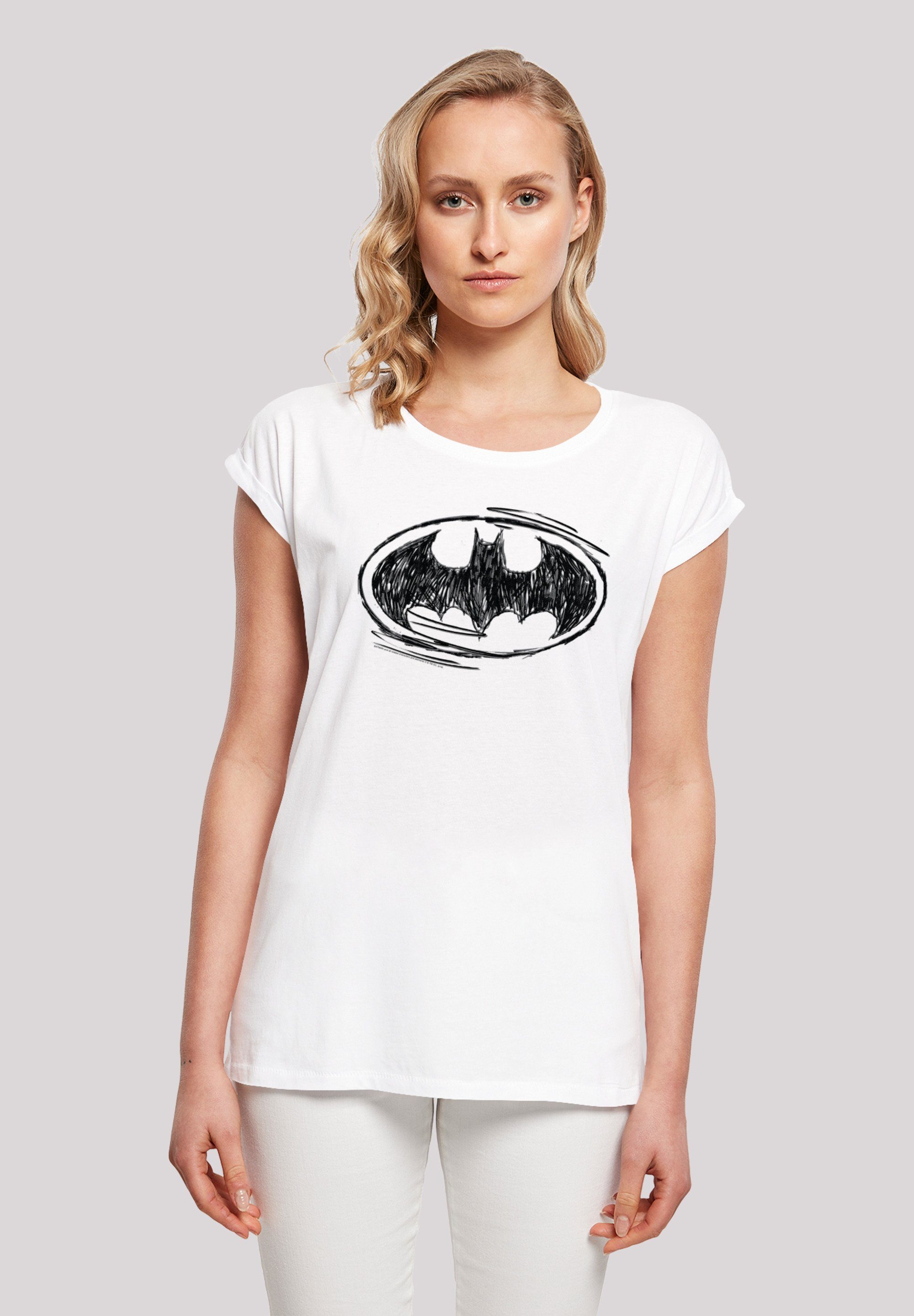 Damen Shirts F4NT4STIC T-Shirt Extended Shoulder T-Shirt DC Comics Batman Sketch Logo