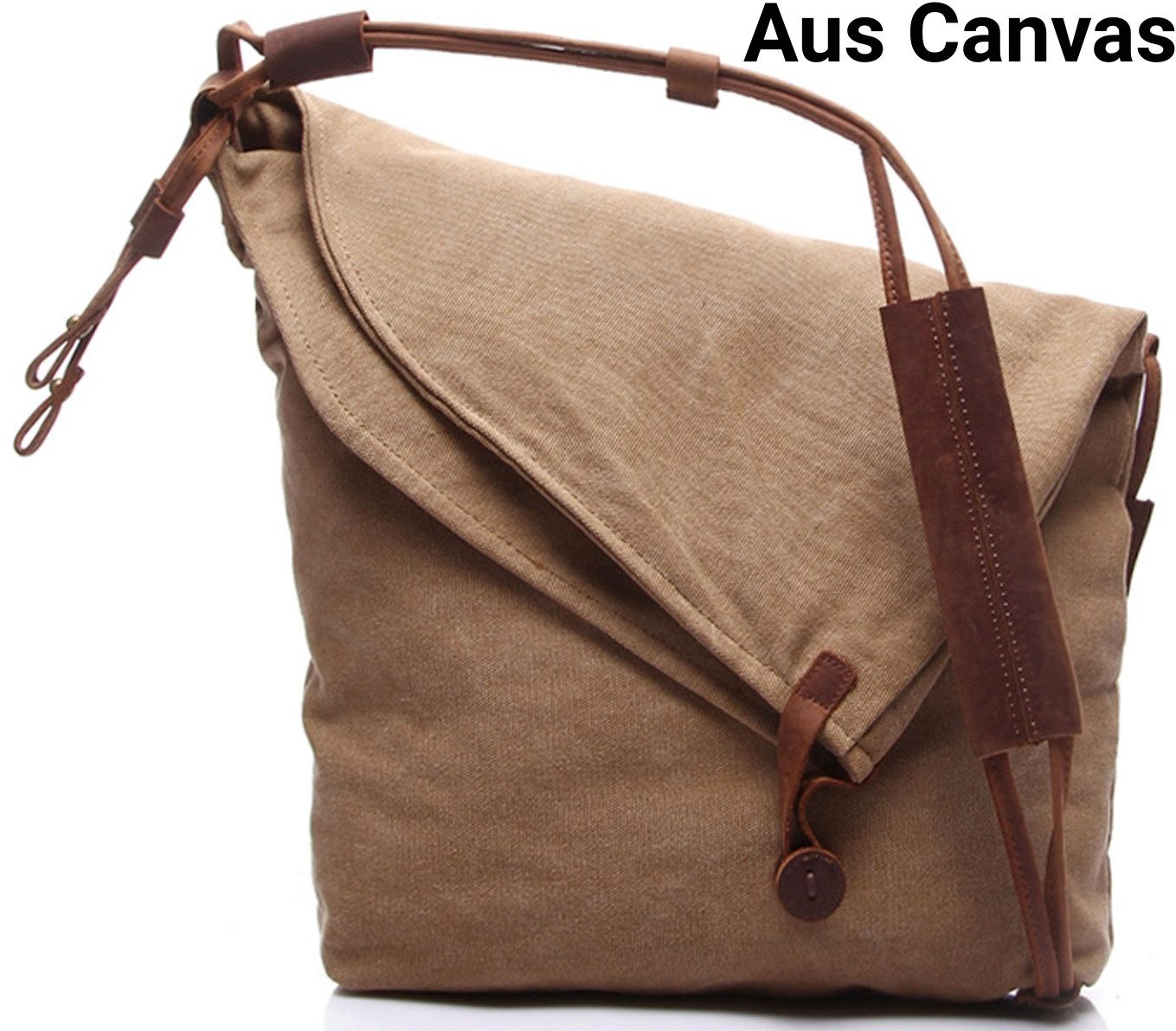 REDOM Umhängetasche Canvas Schultertasche Freizeittasche Tasche Handtasche Damen Herren (mit echtleder verstellbarem Schultergurt, Tragetasche, Unitasche, Canvas, 30 x 39 x 9 cm), Damen Herren Frau Jungen Freizeit Schule Party Arbeit Reisen Einkaufen