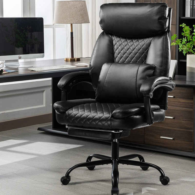 COMHOMA Bürostuhl Ergonomischer Schreibtischstuhl Chefsessel mit Fußstütze, Drehstuhl Gaming-Stuhl, höhenverstellbar, bequem für Office Home Gaming