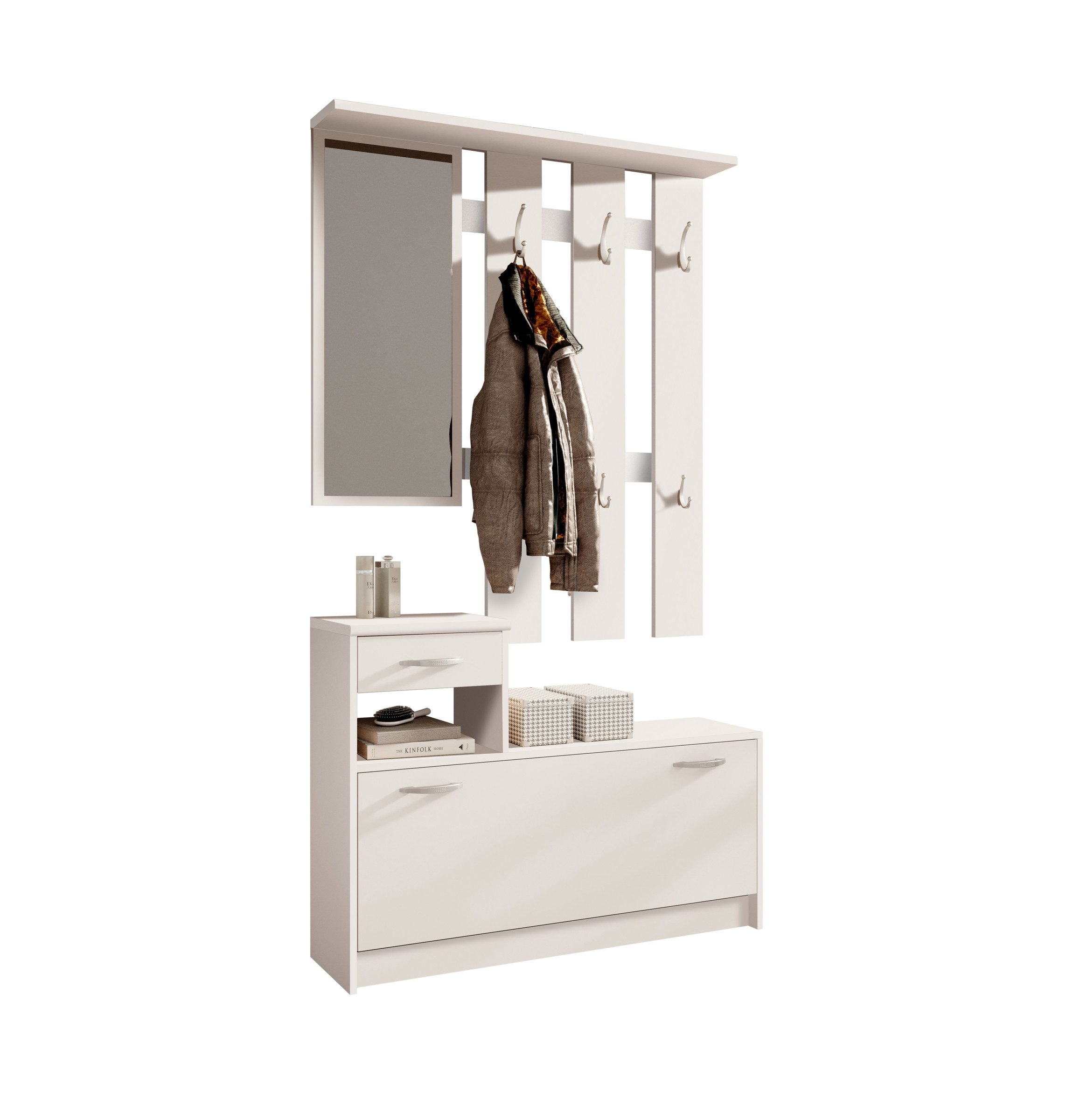 Bega Consult Garderoben-Set in weiß - 100x190x25cm (BxHxT), (3-St) günstig online kaufen