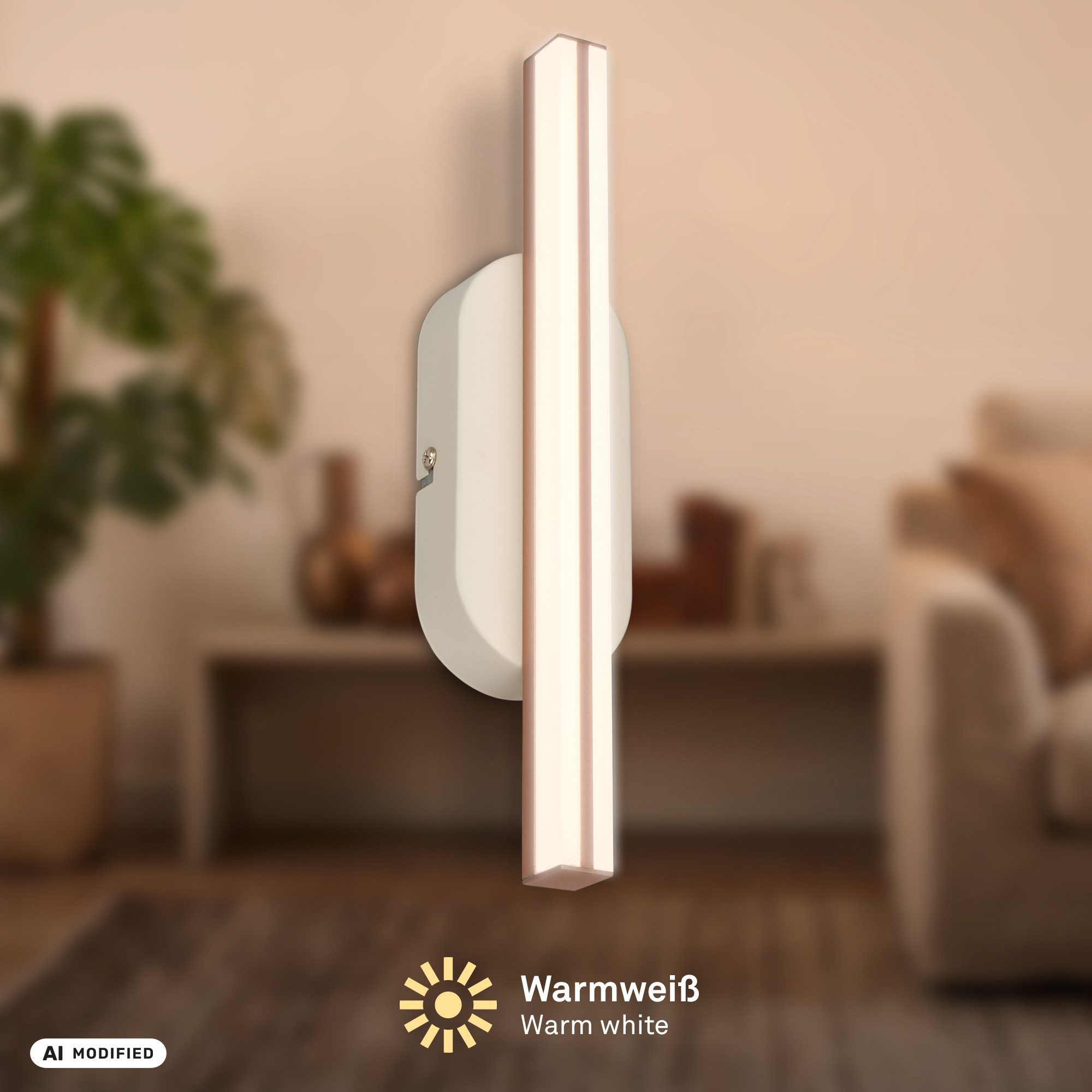 Briloner Leuchten LED Wandleuchte Design 7W, 600lm, warmweiß 3000K, moderne Wandlampe, LED fest integriert, Warmweiß, 7x30x5,5 cm, Wohnzimmer, Flur, Schlafzimmer