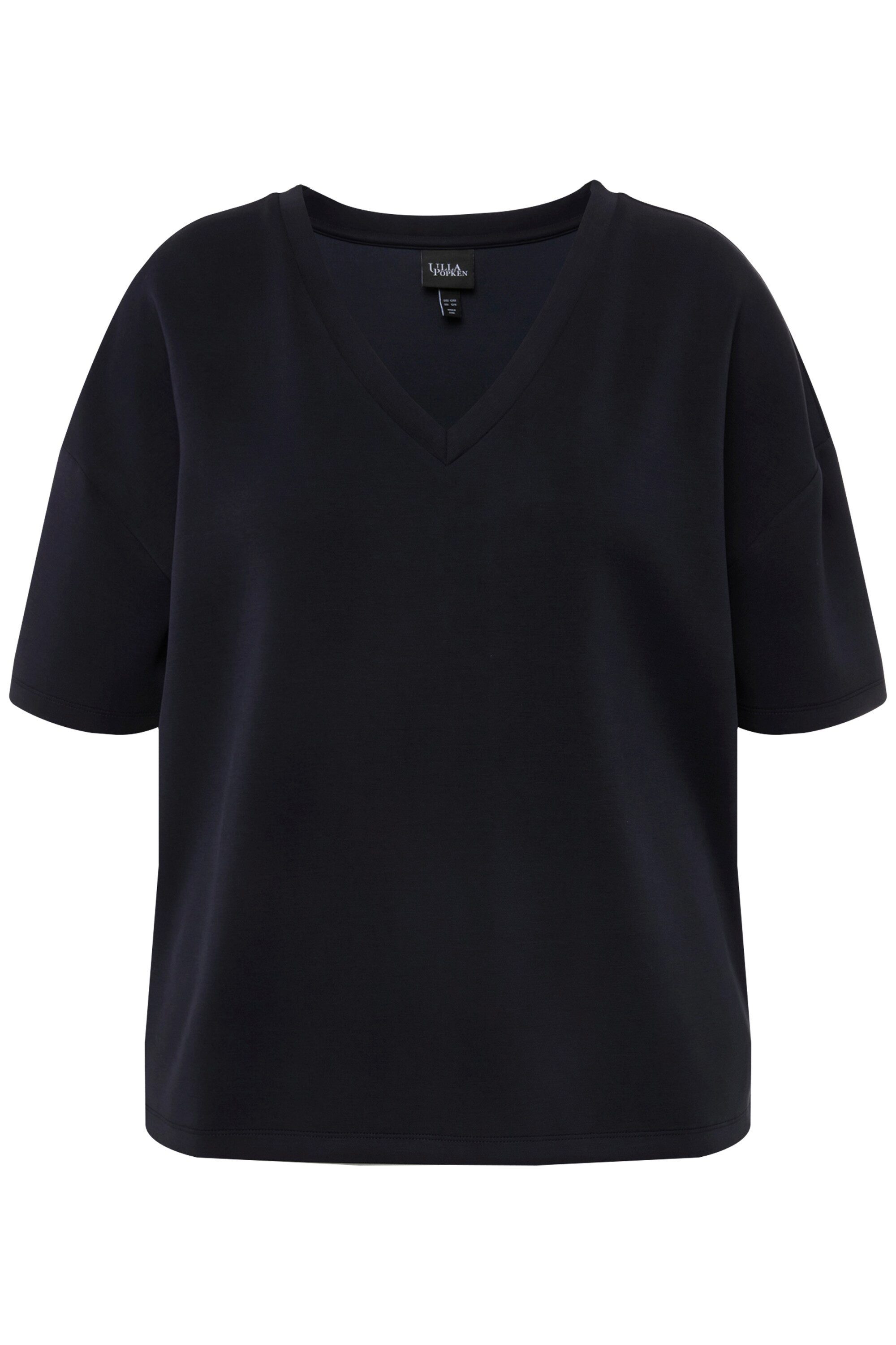 Ulla Popken Sweatshirt Soft-Sweatshirt Oversized V-Ausschnitt Halbarm günstig online kaufen