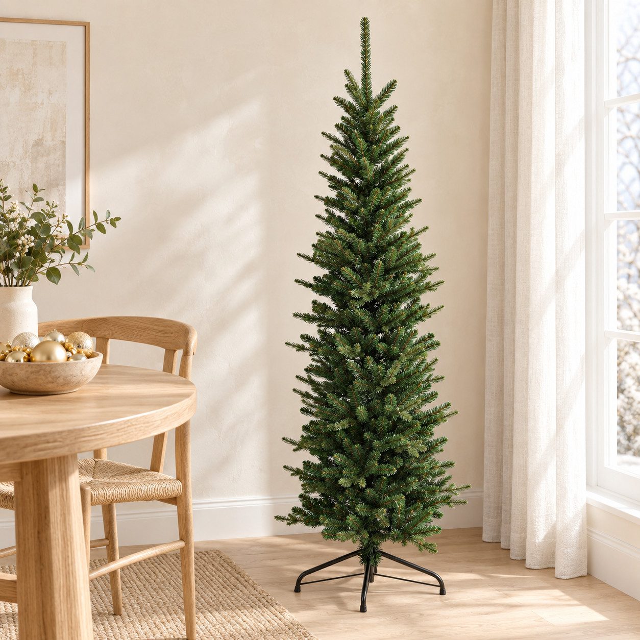 HAGO Künstlicher Weihnachtsbaum Kunstbaum Tannenbaum 150cm Real Needle Look Christbaum aufklappbar, Kunsttanne, Real Needle Look, aufklappbar, Standfuß