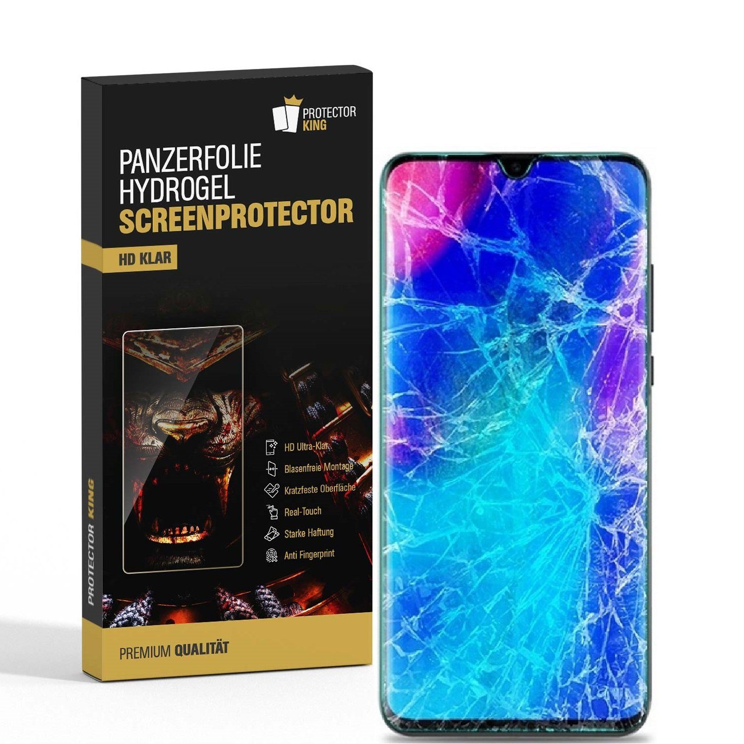 Protectorking Schutzfolie 1x Hydrogel-Glass für Huawei P30 Lite Selbstheilend für Micro Kratzer, (1-Stück), Displayschutzfolie, Panzer Schutz, NANO ANTI-SHOCK HD KLAR