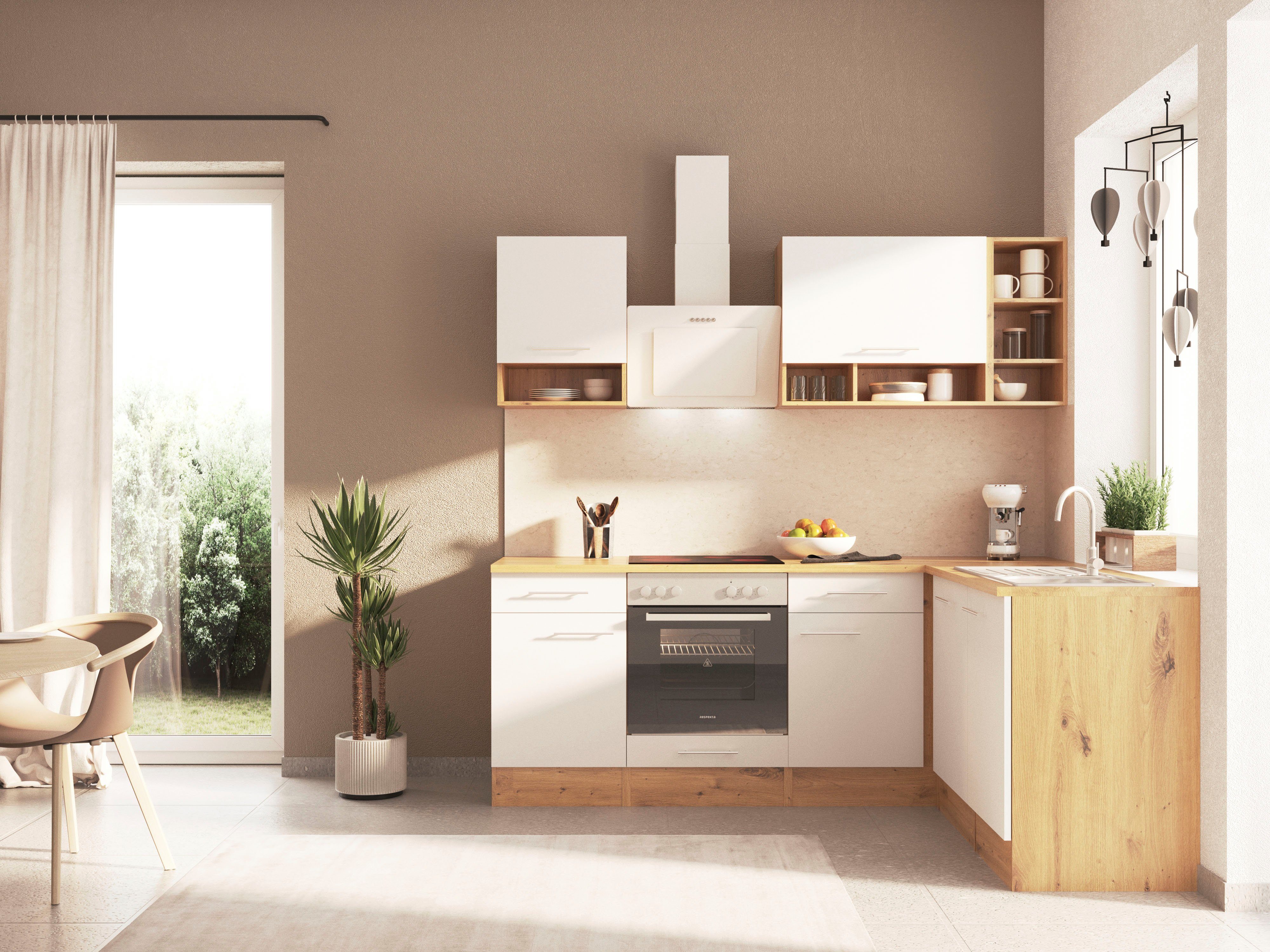 RESPEKTA Winkelküche Hilde, wechselseitig aufbaubar, Breite 220 cm, exklusiver Konfiguration für OTTO