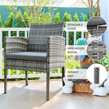 TLGREEN Gartenlounge-Set,4-teiliges Rattan-Gartenmöbel-Sofa-Set, für Garten, Hinterhof (Grau)