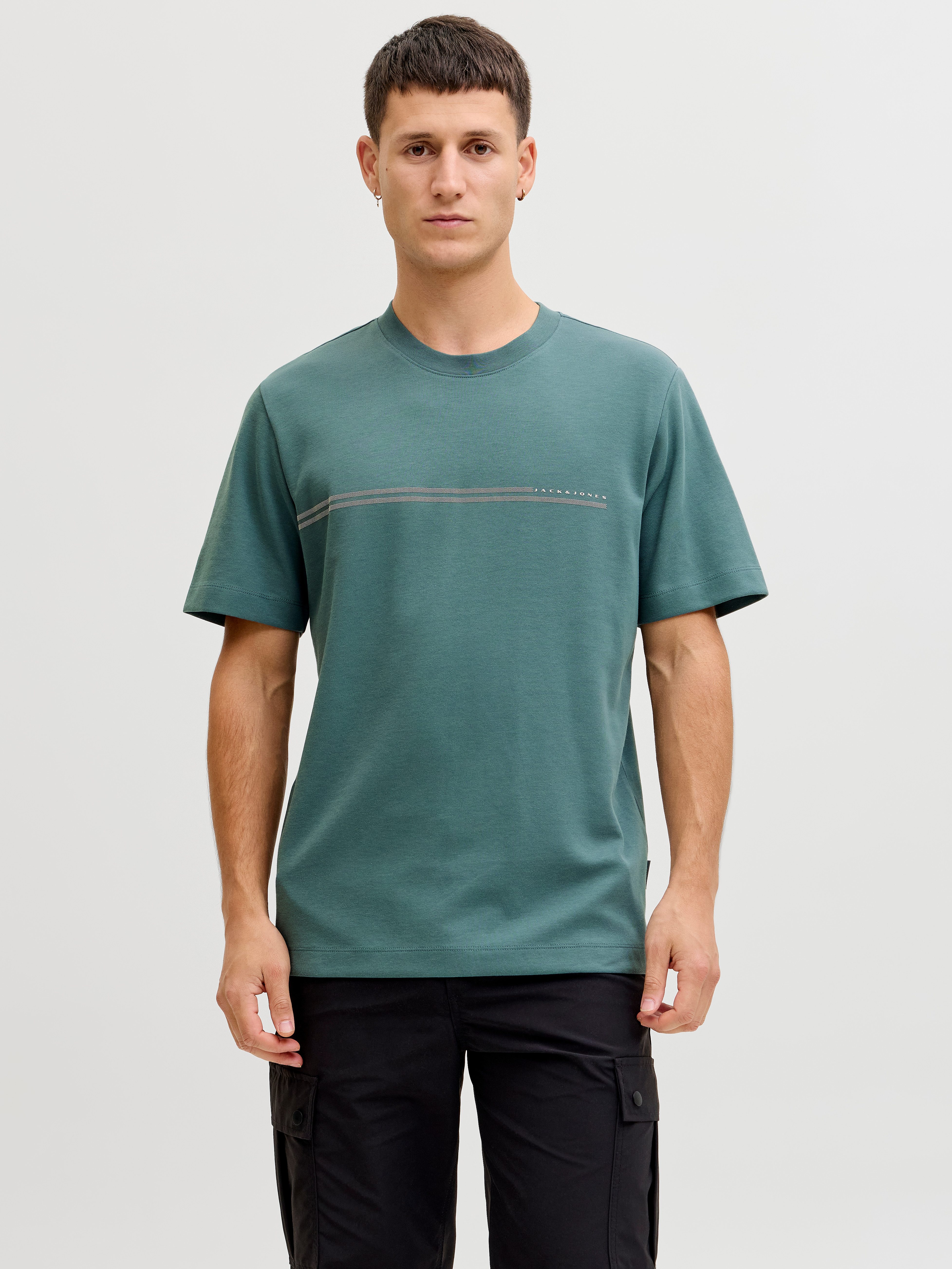 Jack & Jones Kurzarmshirt JCOFUSION CHEST BRAND TEE SS CREW SN Materialmix, günstig online kaufen