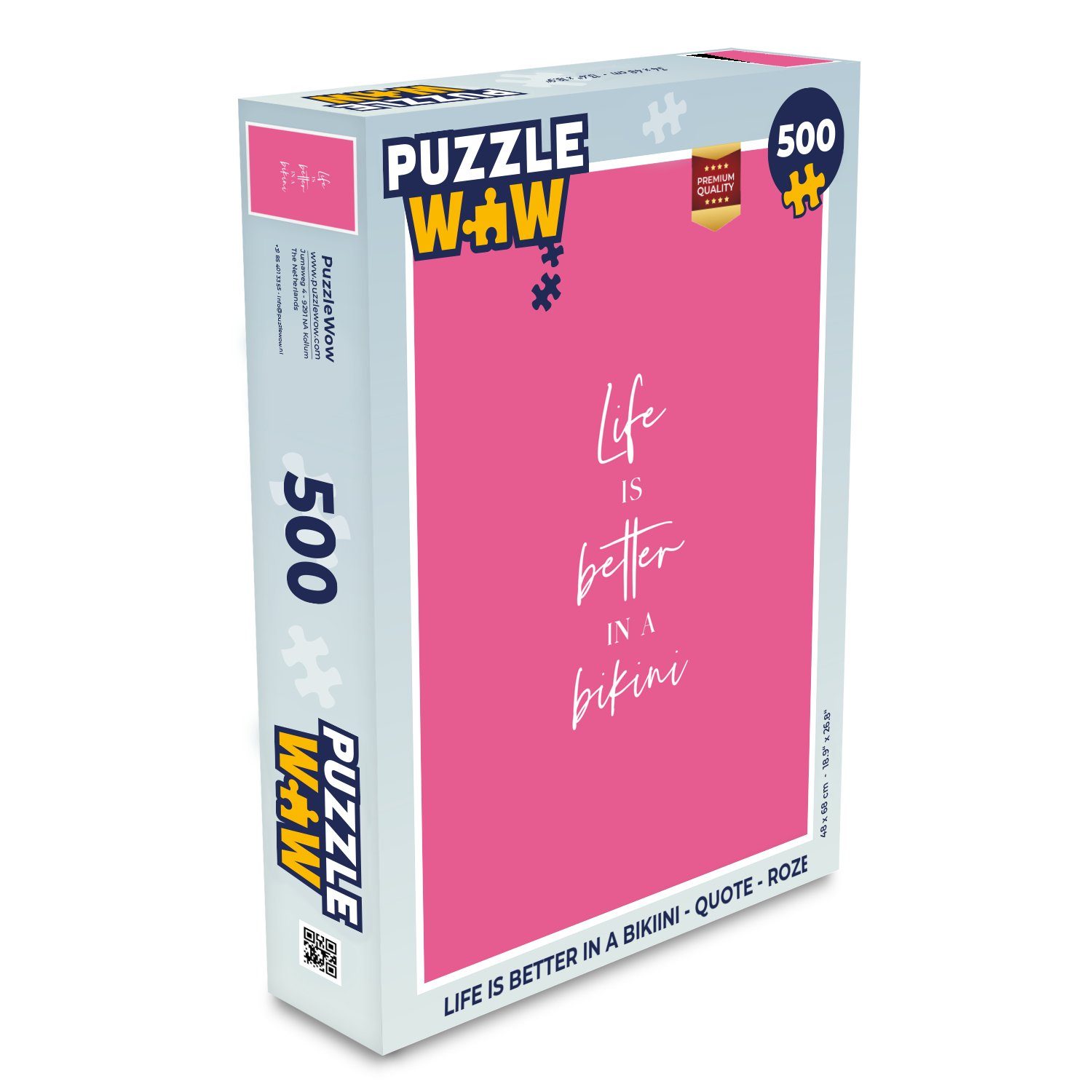 MuchoWow Puzzle Das Leben ist besser in einem Bikiini - Zitat - Pink, 500  Puzzleteile, Foto-Puzzle, Bilderrätsel, Puzzlespiele, Spielzeug