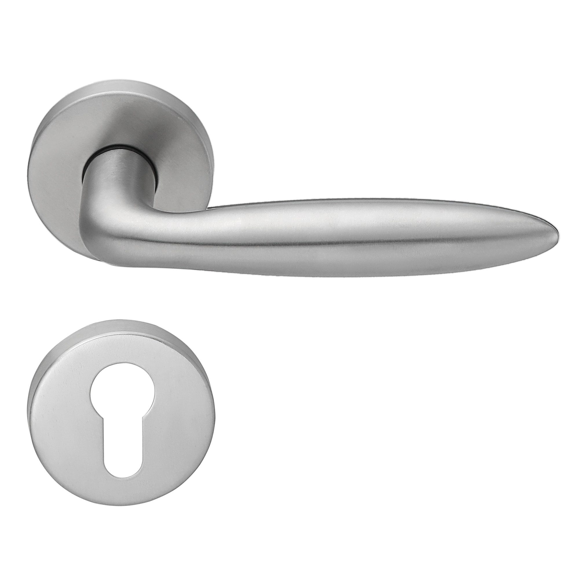 MeinTürgriff Drückergarnitur Toulouse Edelstahl Türgriff für Innentüren L-Form Rosettengarnitur PZ, 1-tlg., Türdicke: 38-42 mm, Vierkantmaß: 8 mm