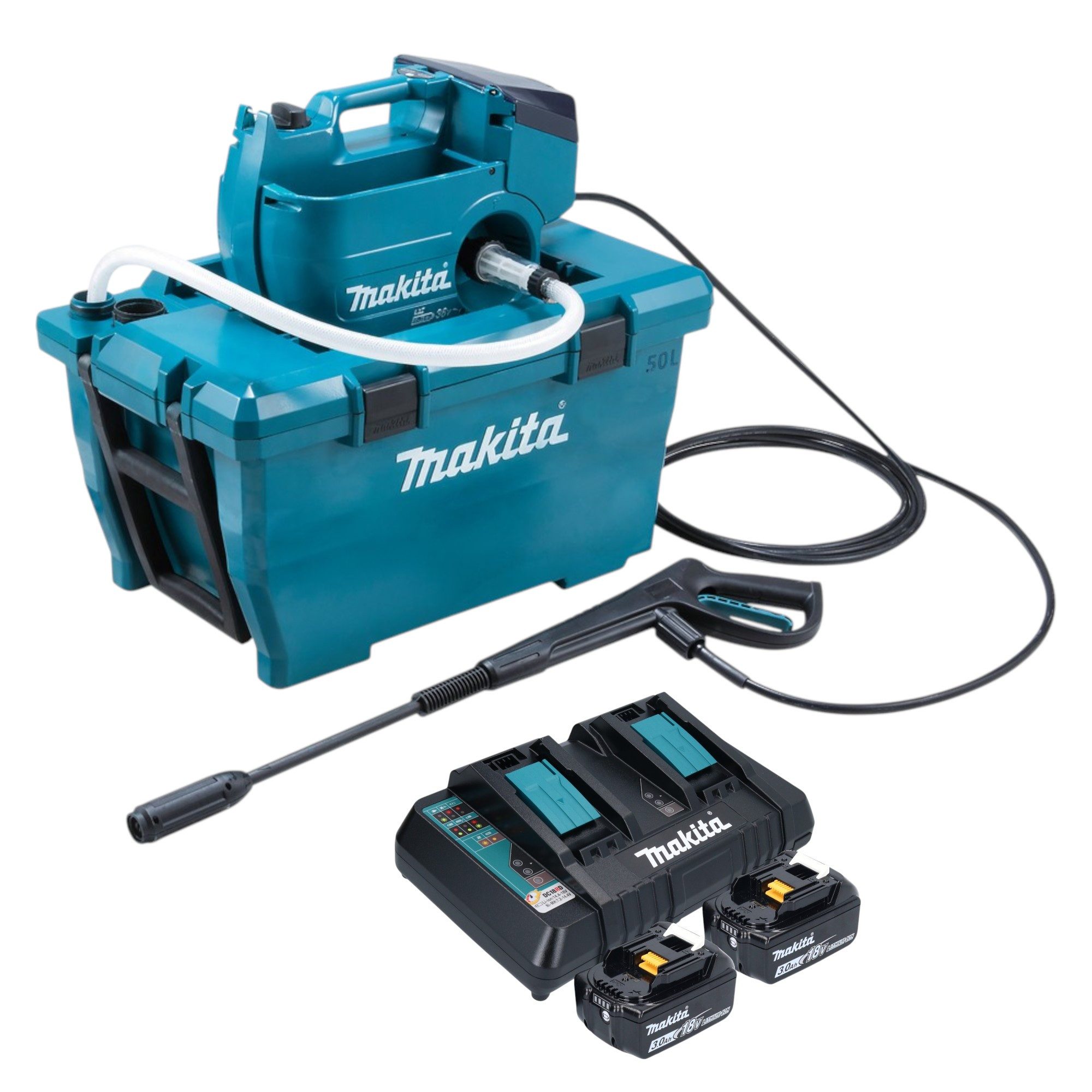 Makita Hochdruckreiniger DHW 080 PF2K Akku Hochdruckreiniger 36 V (2x 18 V) 80 bar 380 l/h