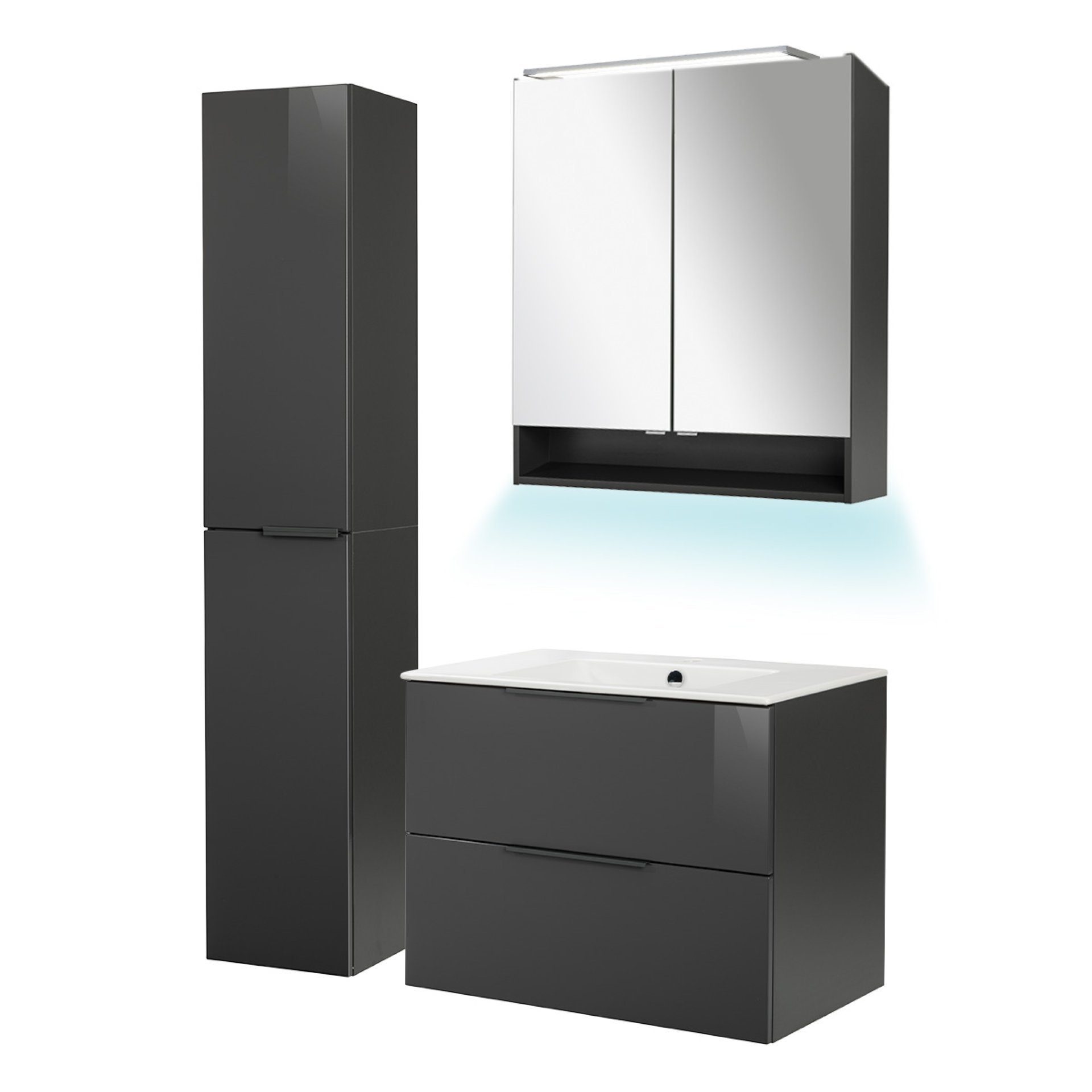 FACKELMANN Badmöbel-Set LUNA Badmöbel Set 5-teilig, 80 cm, Keramik+Spiegels günstig online kaufen