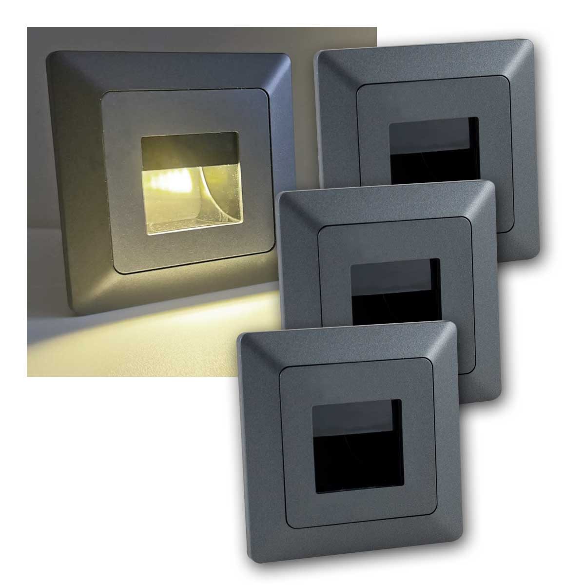 ChiliTec LED Einbauleuchte 3x MILOS LED Einbauleuchte COB, anth mit Rahmen