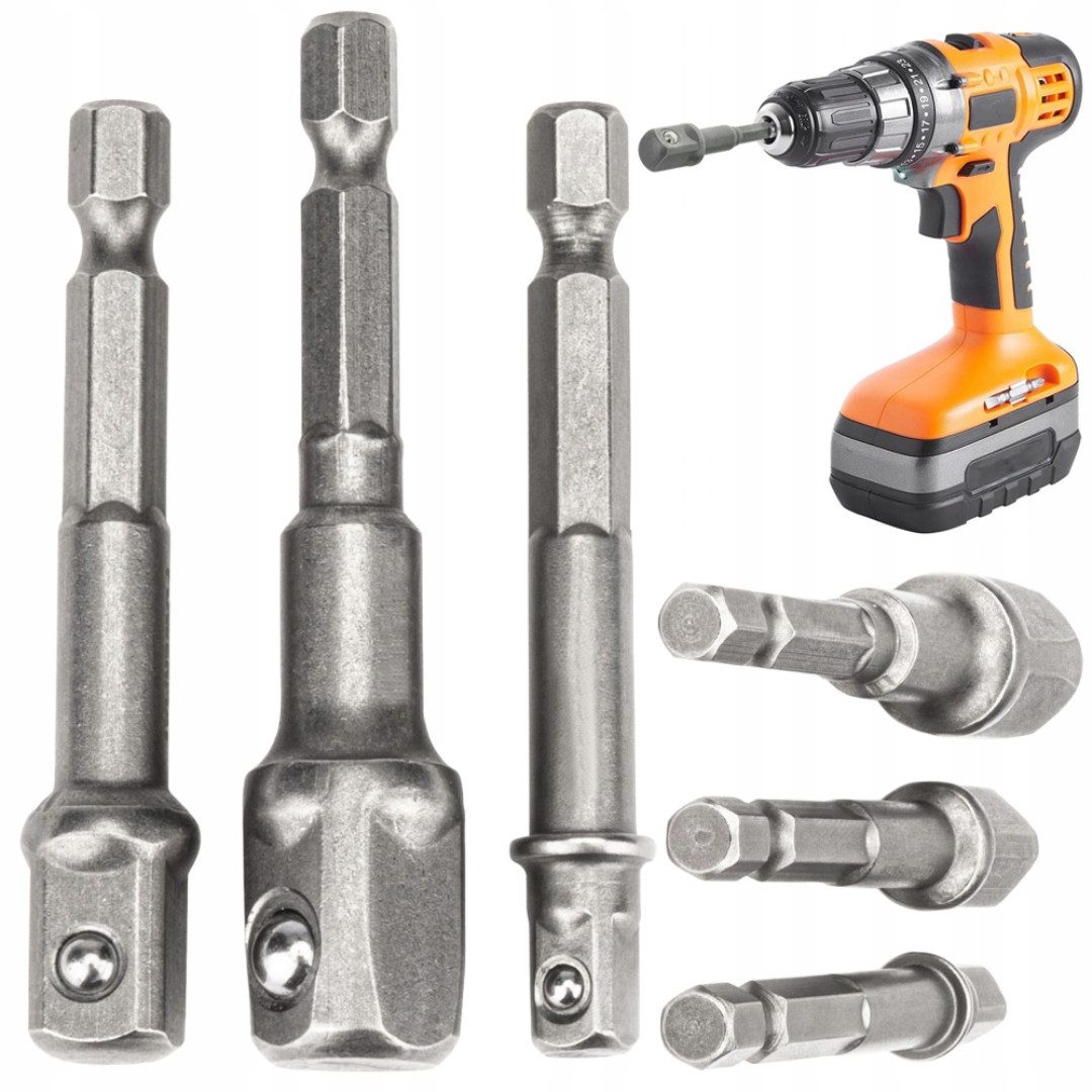 VERK GROUP Stecknuss Stecknuss Adapter Set 1/4 3/8 1/2 Bohrmaschine Bithalter, Set, 1-St., 3 Größen, Kugelarretierung von VERK GROUP