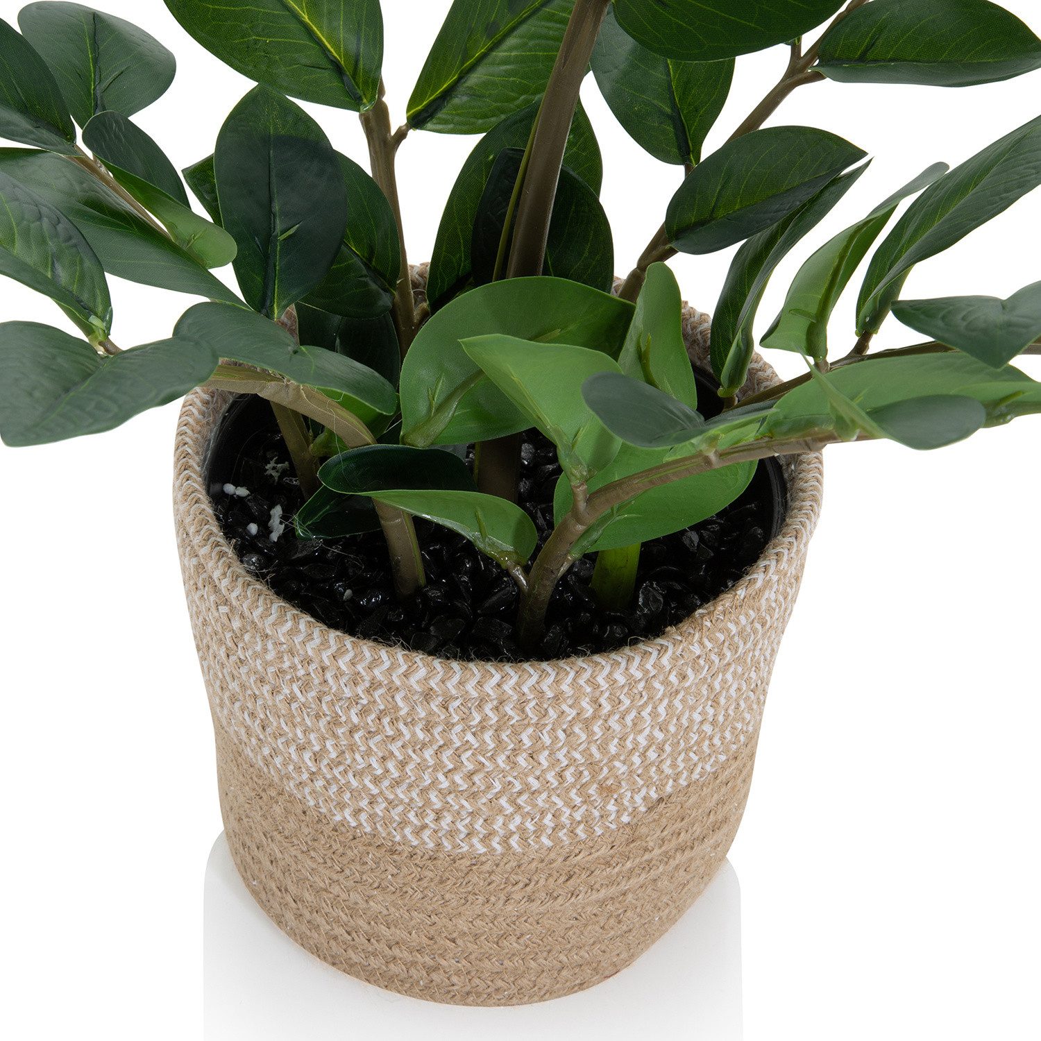 Kunstpflanze ZAMIE Künstliche Pflanze Höhe 50.0 cm Zamioculcas Zamiifolia, hjh OFFICE, Höhe 50.0 cm, Künstliche Pflanze Zamioculcas Glücksfeder im Rattan-Korb