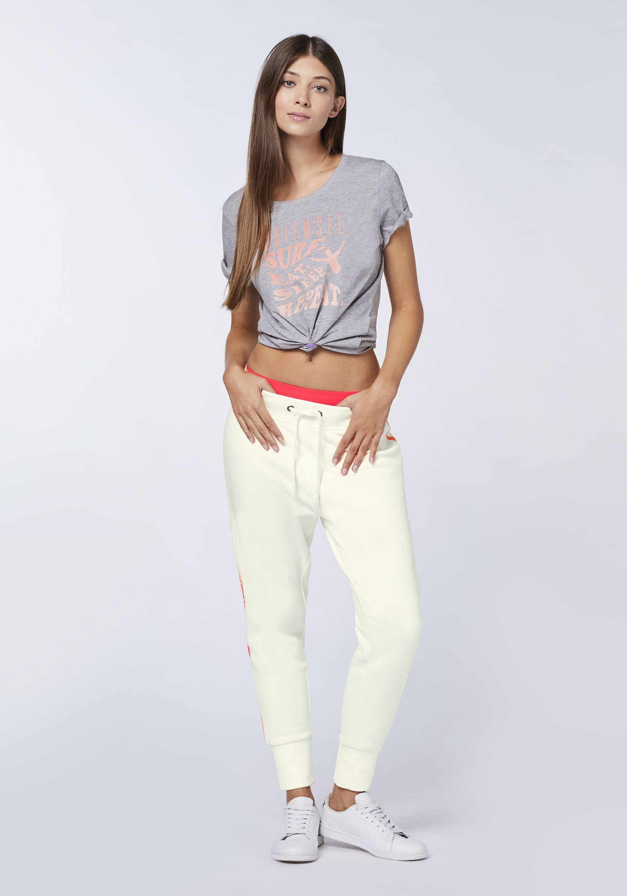 Chiemsee Gray T-Shirt mit Print-Shirt Schriftzug Neutral 1 17-4402M Melange