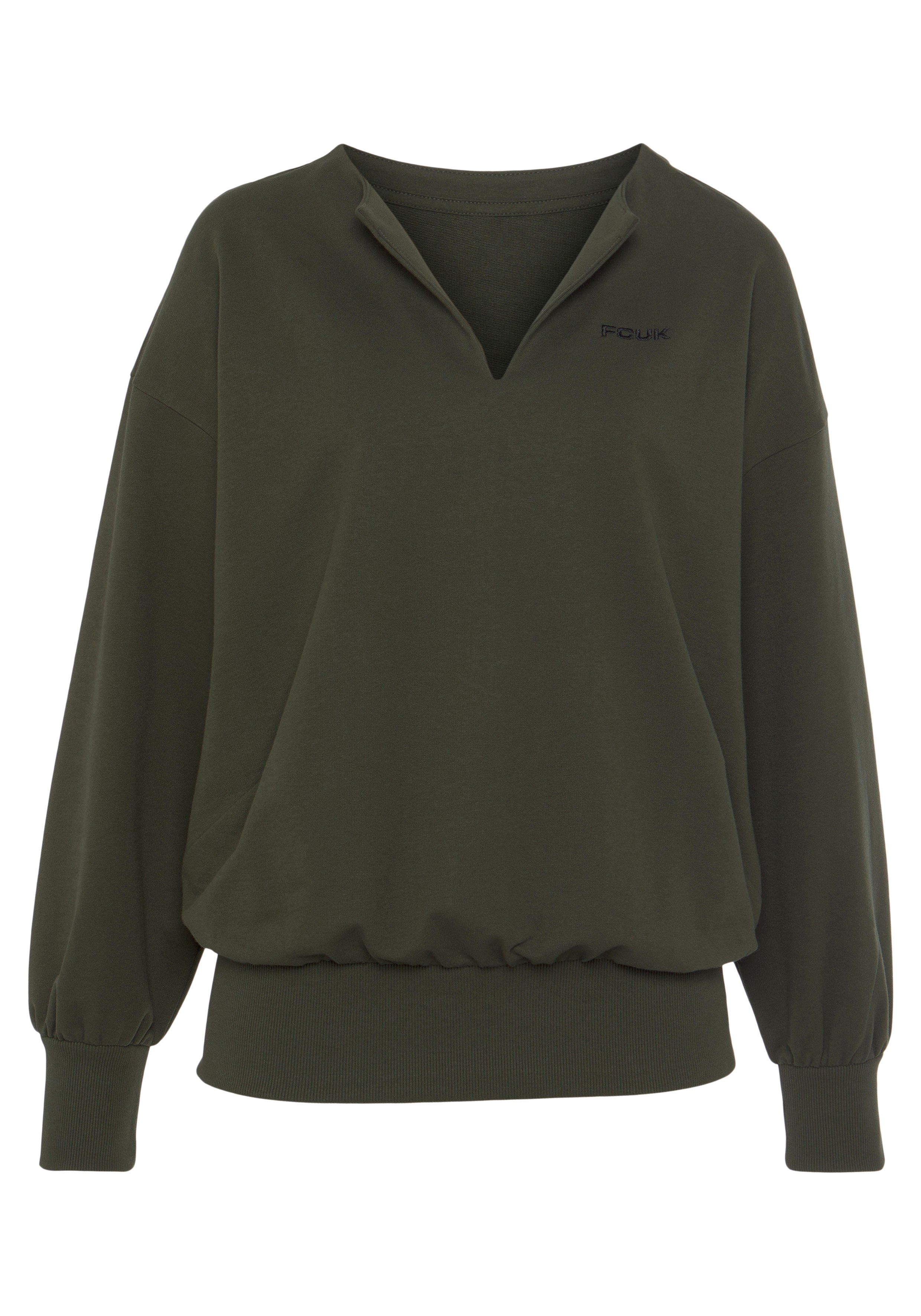 FCUK Sweatshirt, (1 tlg.), Sweatshirt mit V-Ausschnitt und großen Rückenpri günstig online kaufen