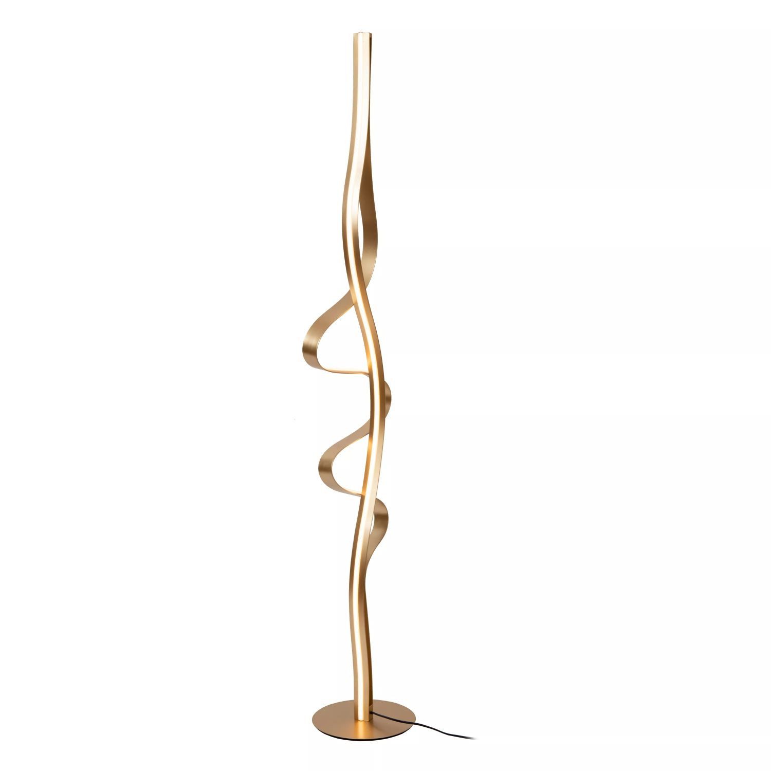 Licht-Erlebnisse Stehlampe TOVAX, LED fest integriert, Warmweiß, LED mit Dimmer 2700 K warmweiß 350-3580 lm 163 cm in Gold Modern