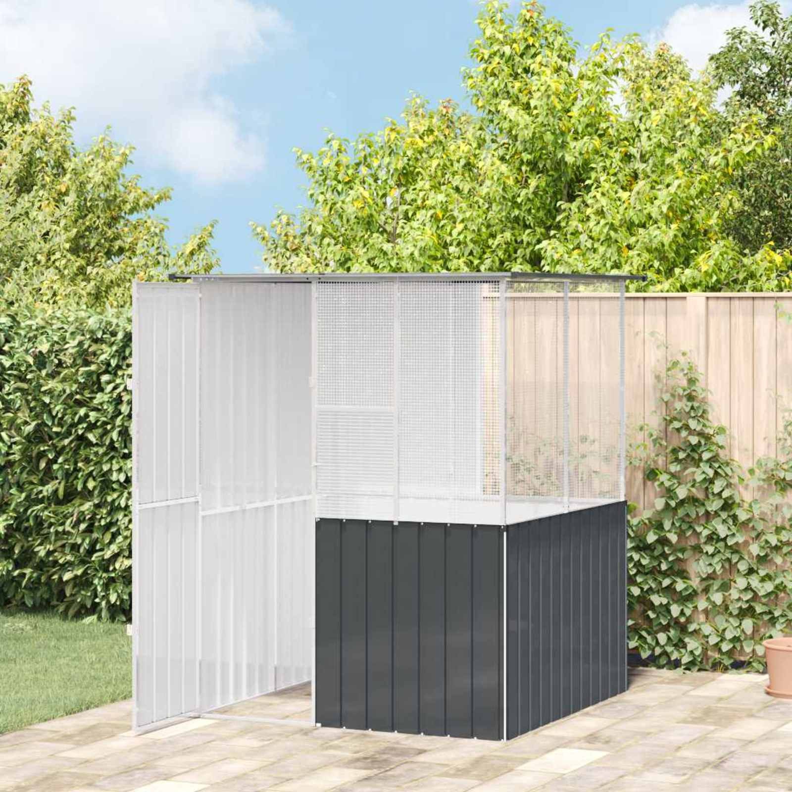 vidaXL, Vogelkäfig Anthrazit 154 x 154 x 200 cm Verzinkter Stahl