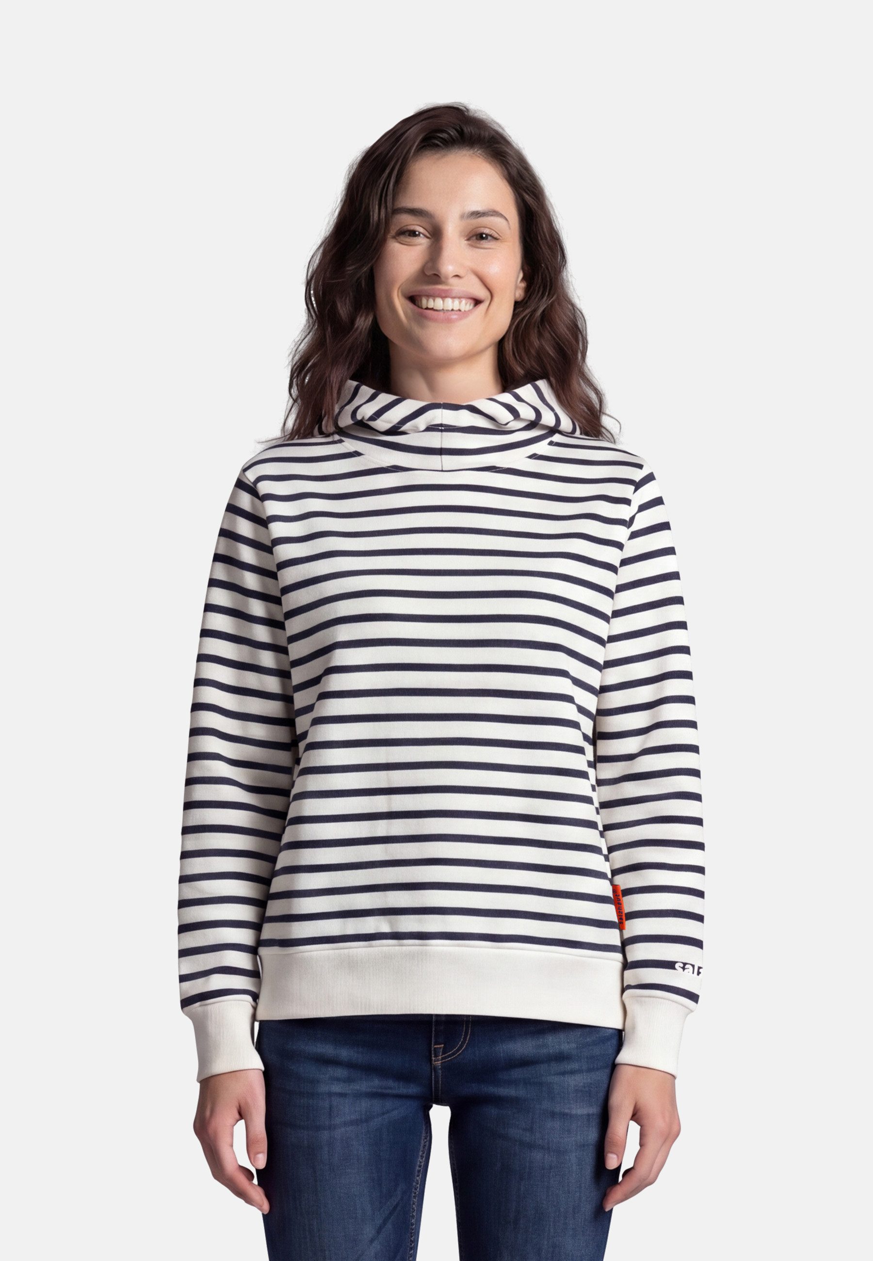 salzhaut Hoodie SUTSCHE - RINGEL Damen Regular Fit salzhaut Kapuzenpullover – bequemer Fit und nordisch klares Design – Bild 3 von 5