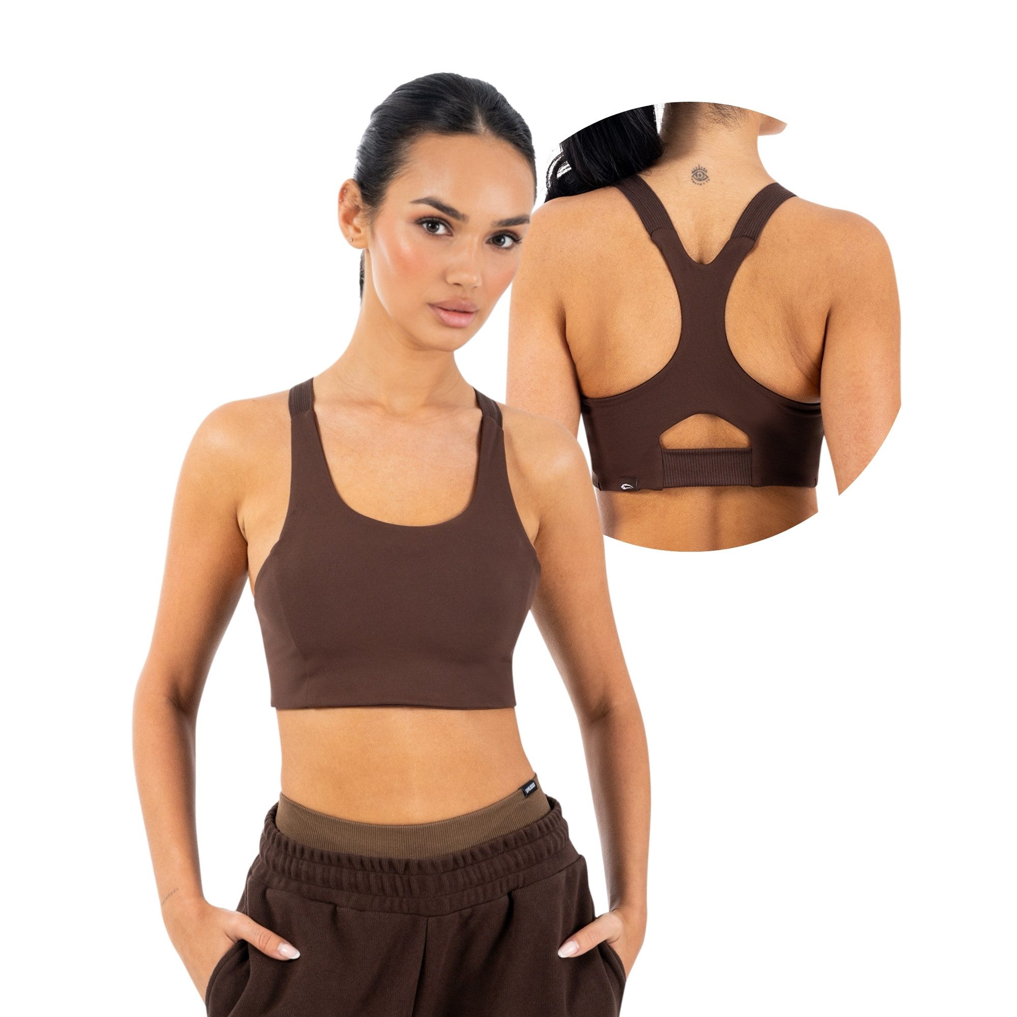 Smilodox Sport-BH Sylva, Top Damen, Bustier, figurbetont mit Cut-Out Rückendetail Shaped Fit, breite Träger, Rundhalsausschnitt, Gym & Training