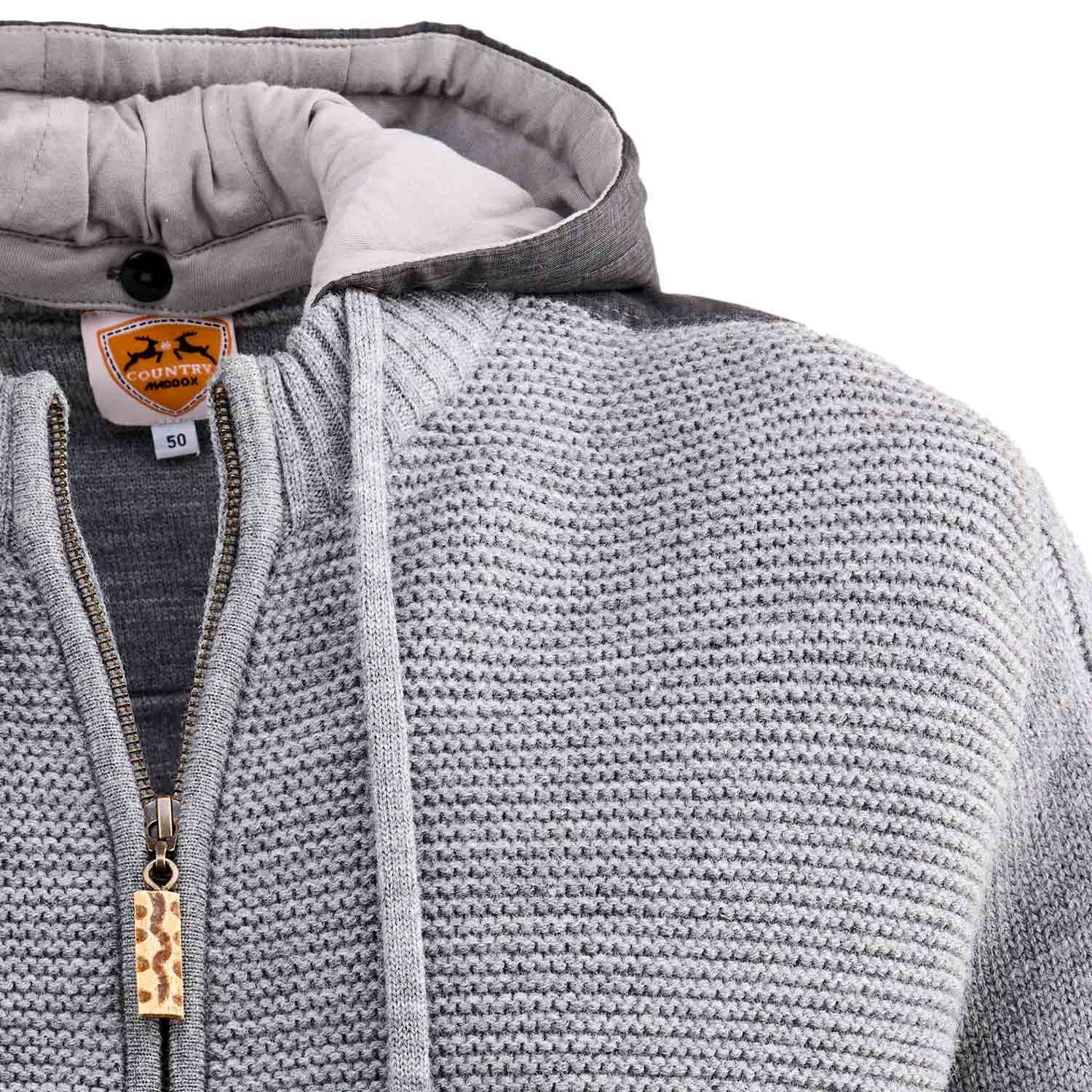 Maddox Trachtenstrickjacke MADDOX Herren 'Bruneck' mit Kapuze, Grau