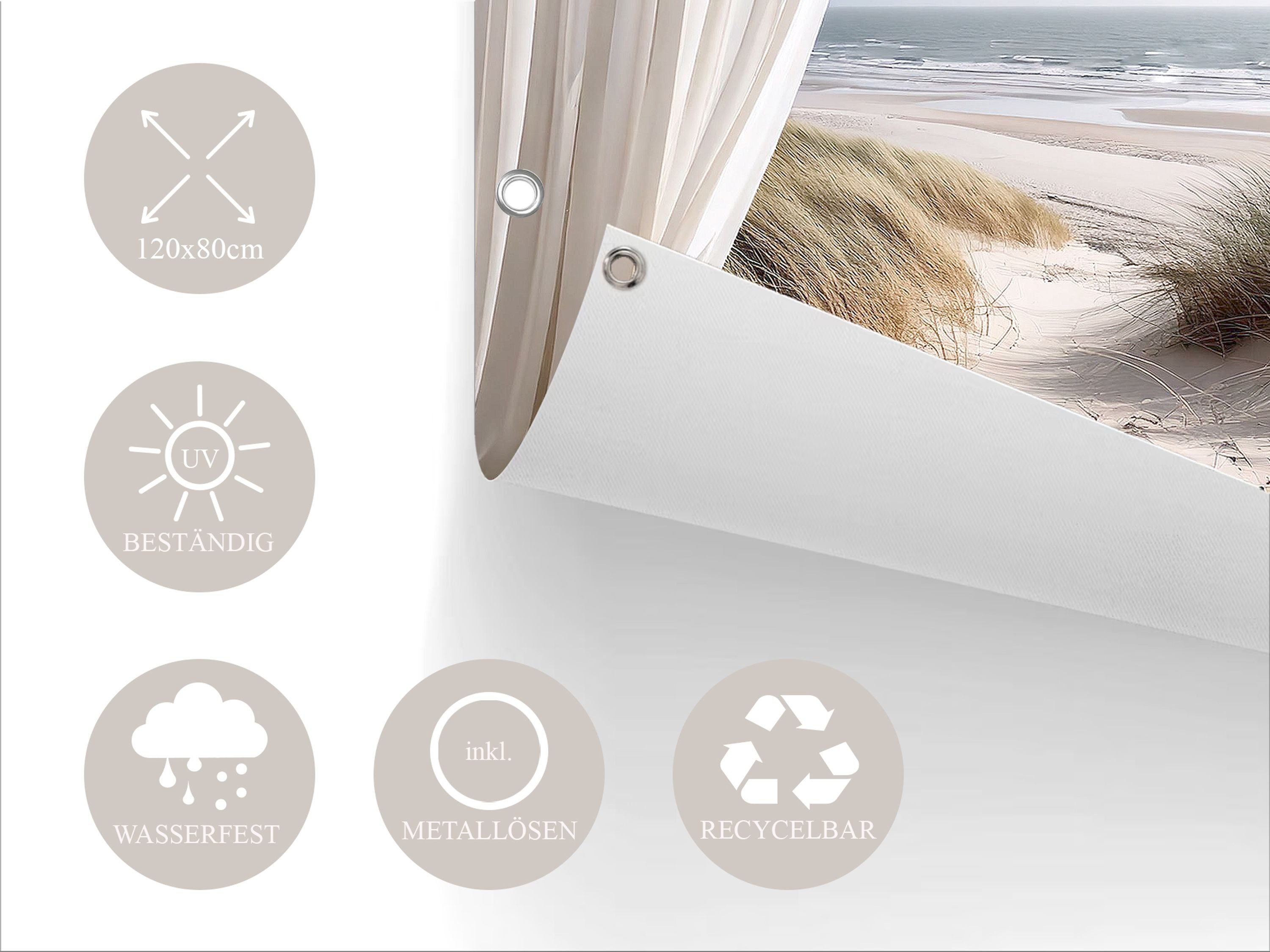 artissimo Poster XXL Garten-Poster 120x80cm Strand Fenster Outdoor-Deko, Outdoor-Poster: Strand & Dünen