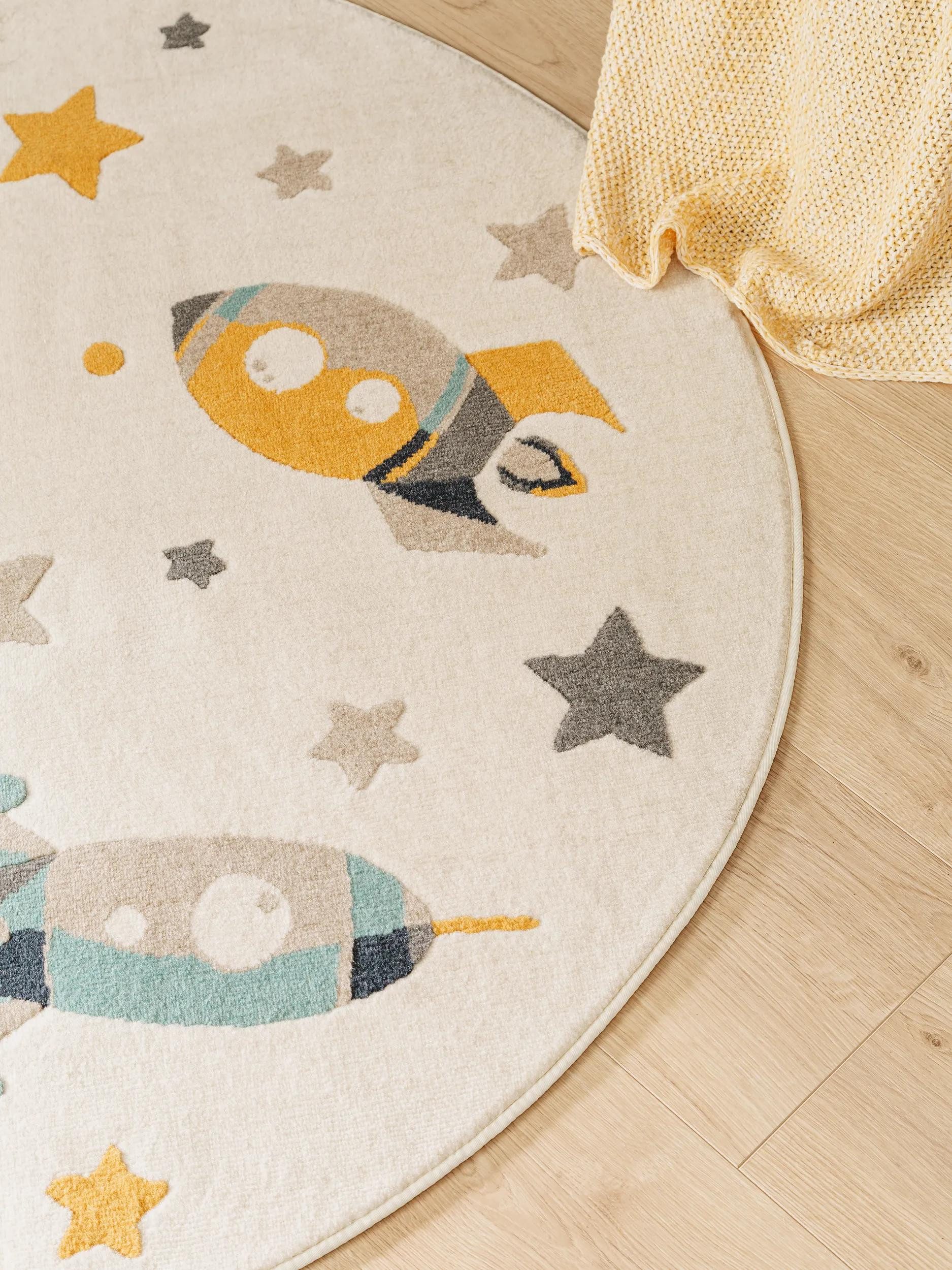 benuta Kinderteppich Apollo, rund, Höhe: 6 mm, Kunstfaser, Berber, Ethno-Style, Wohnzimmer