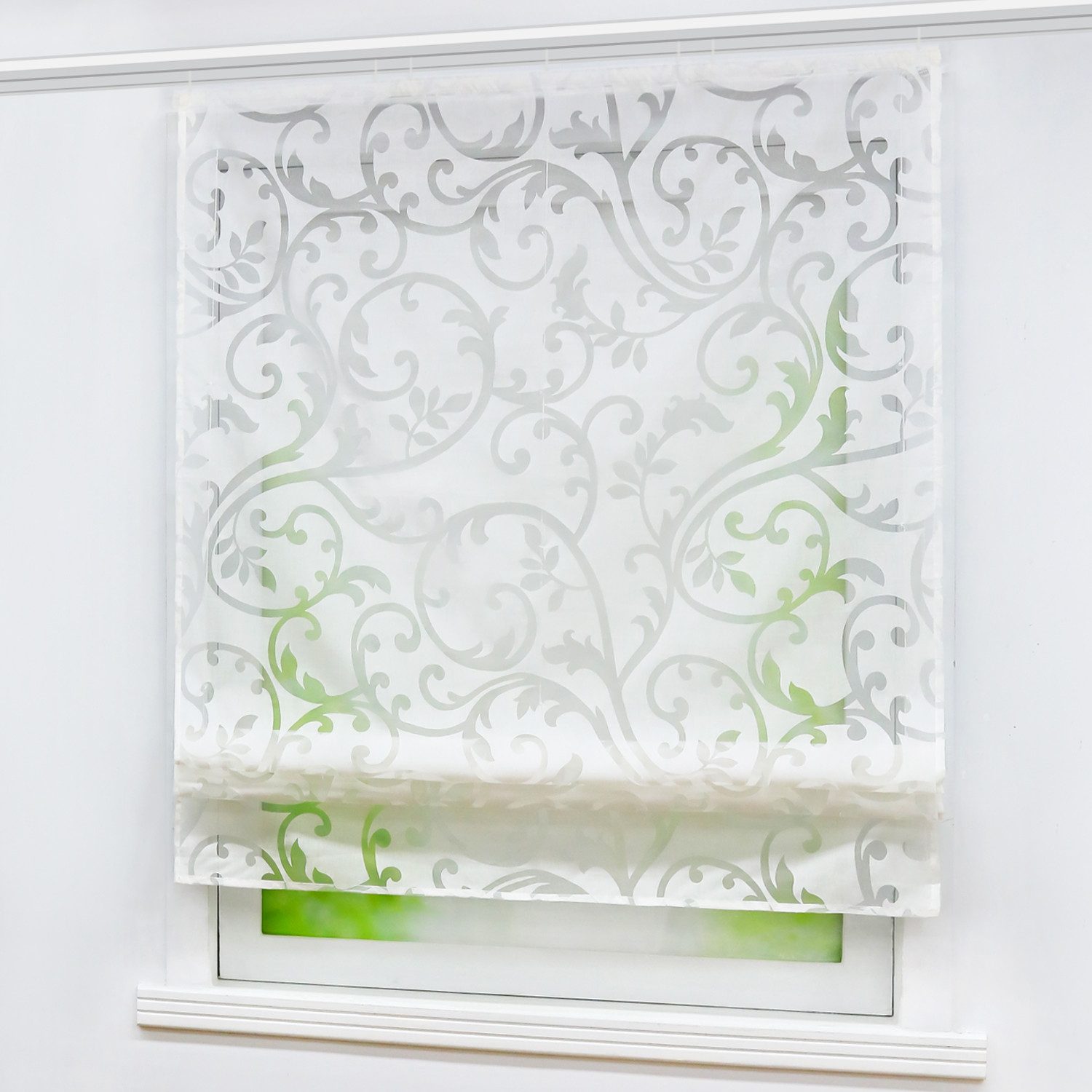 Joyswahl Raffrollo, mit Klettband, Wohnzimmer Raffgardine Ausbrenner Gardin günstig online kaufen