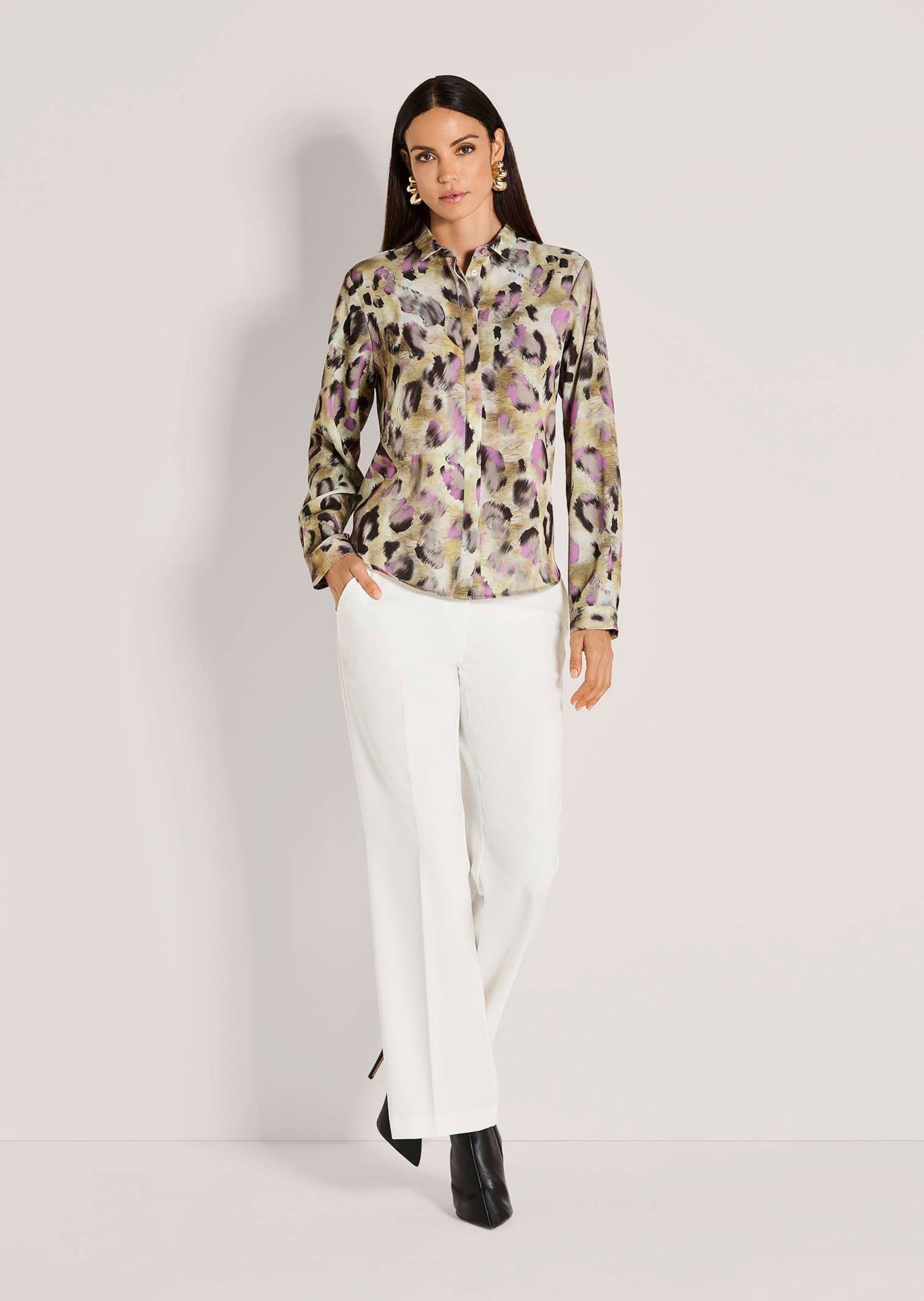 MADELEINE Langarmbluse Modische Bluse mit Animal-Print Hemdkragen, verdeckt günstig online kaufen