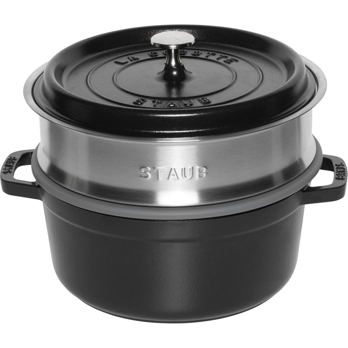 Staub La Cocotte 24cm rund, mit Dmpfeinsatz, schwarz