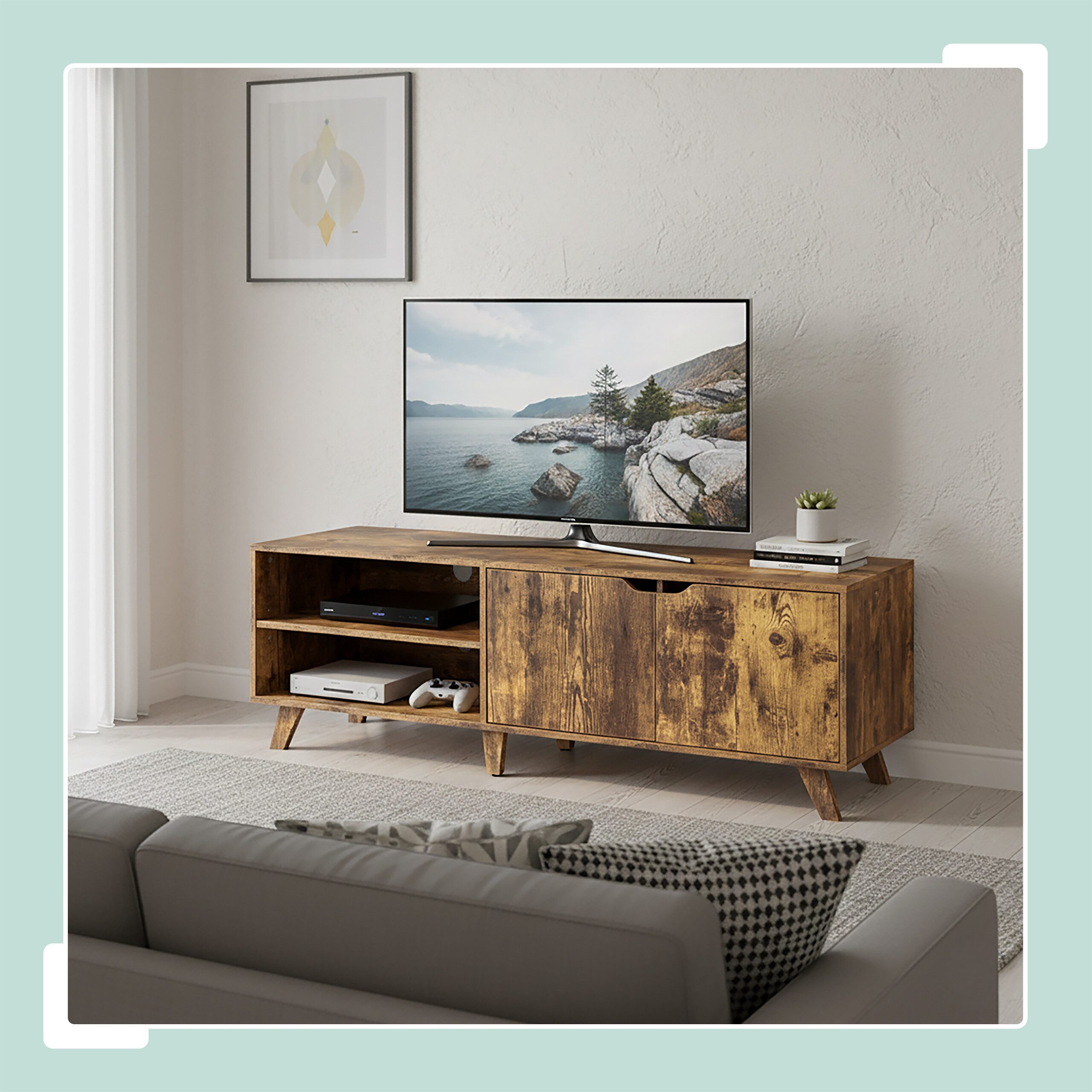 relaxdays TV-Bank TV Lowboard 6 Fächer, Vintagebraun günstig online kaufen